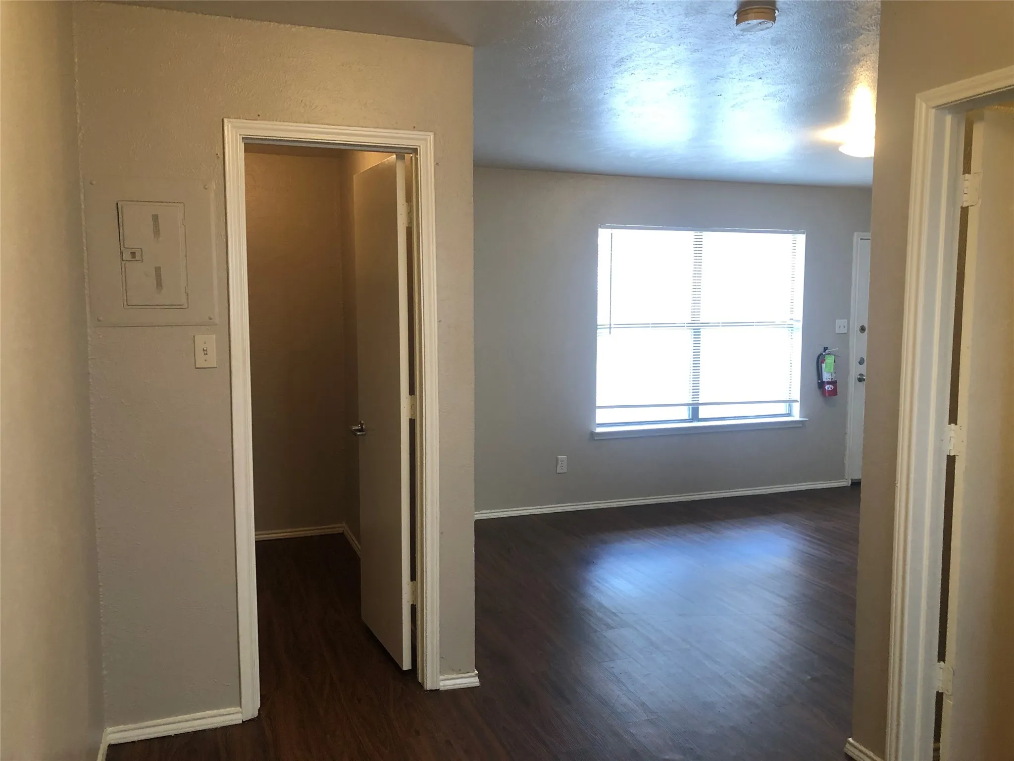Stay organized with ease thanks to a highly practical, deep closet space situated right off the main hallway to keep your wardrobe and extra belongings neatly tucked away.