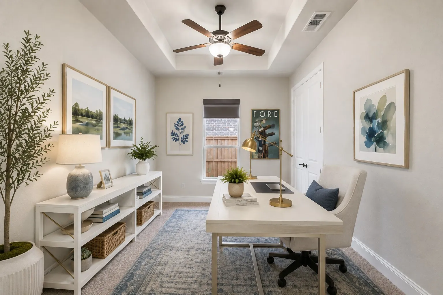 Private study with room for a full-size desk, perfect for working from home or managing daily tasks.  Enjoy this virtually staged room for furniture placement ideas.