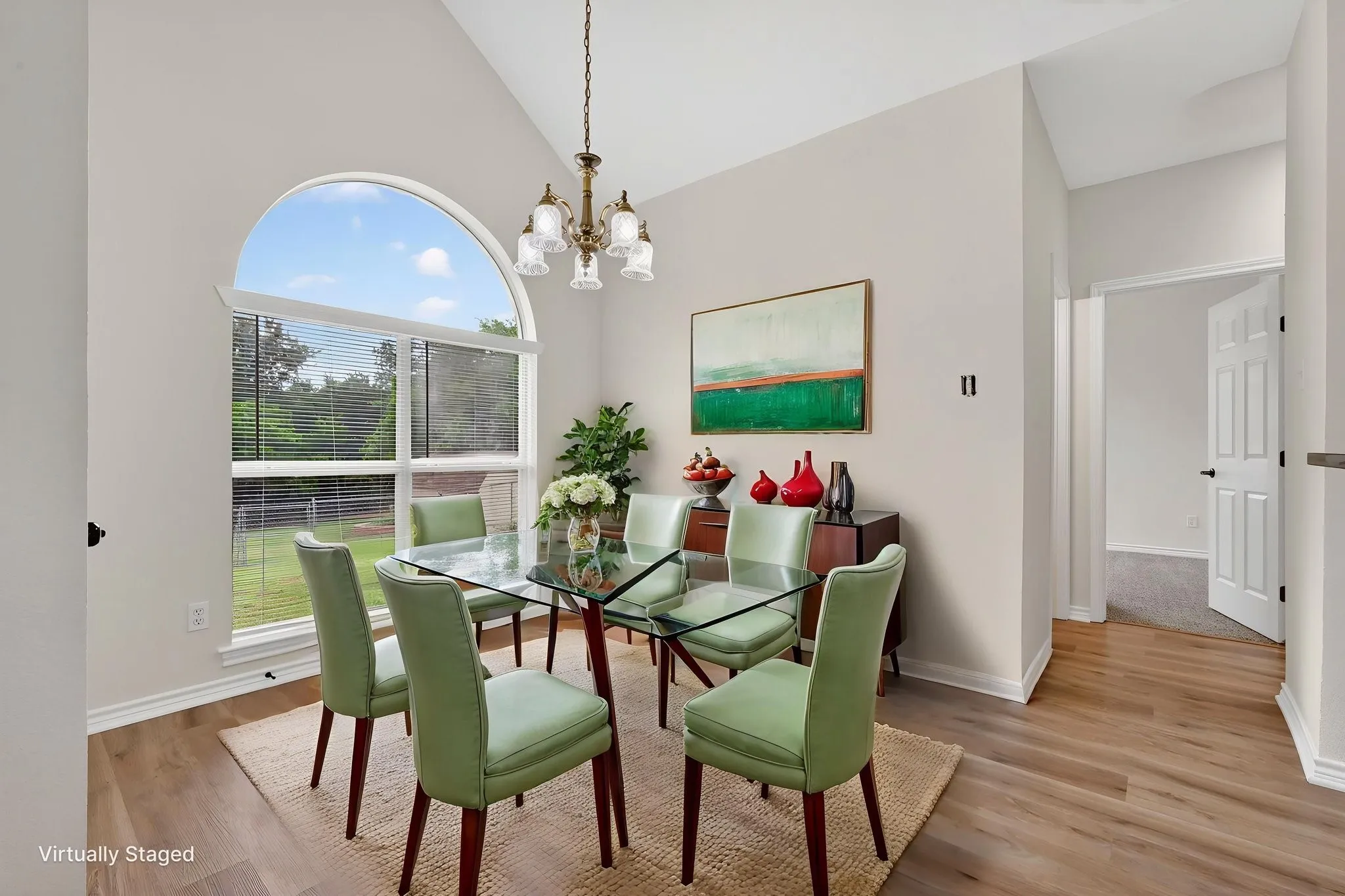 Breakfast area is open to kitchen and living room.