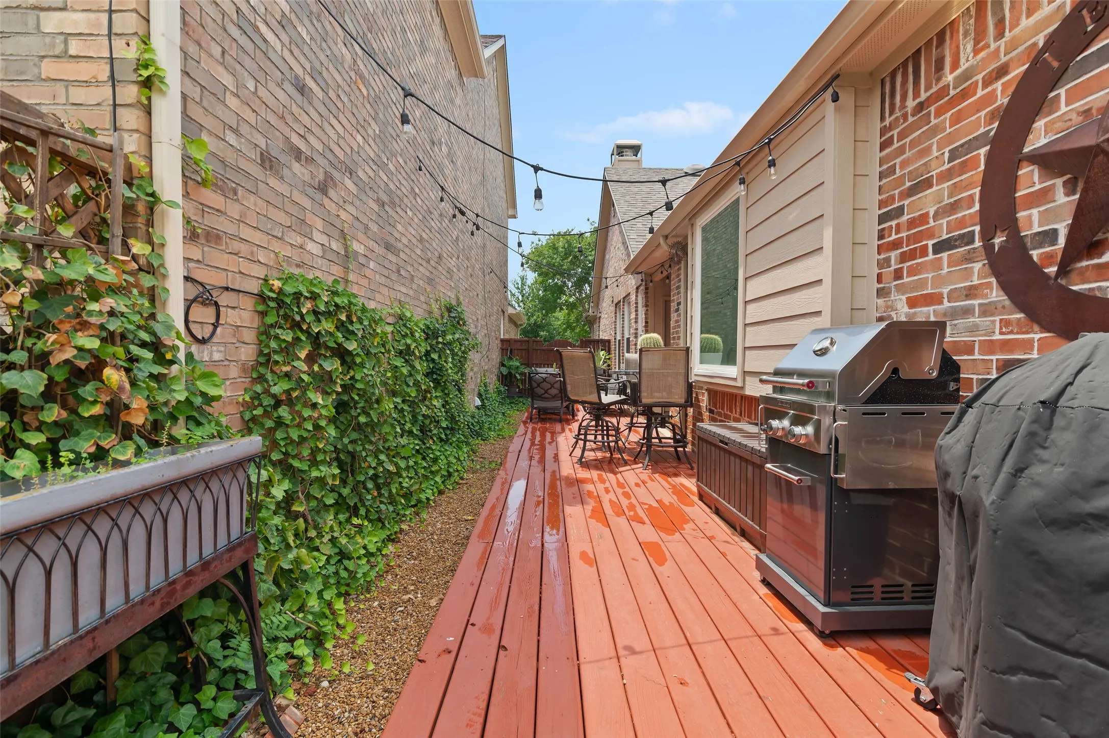 Outdoor decking with a rich red finish