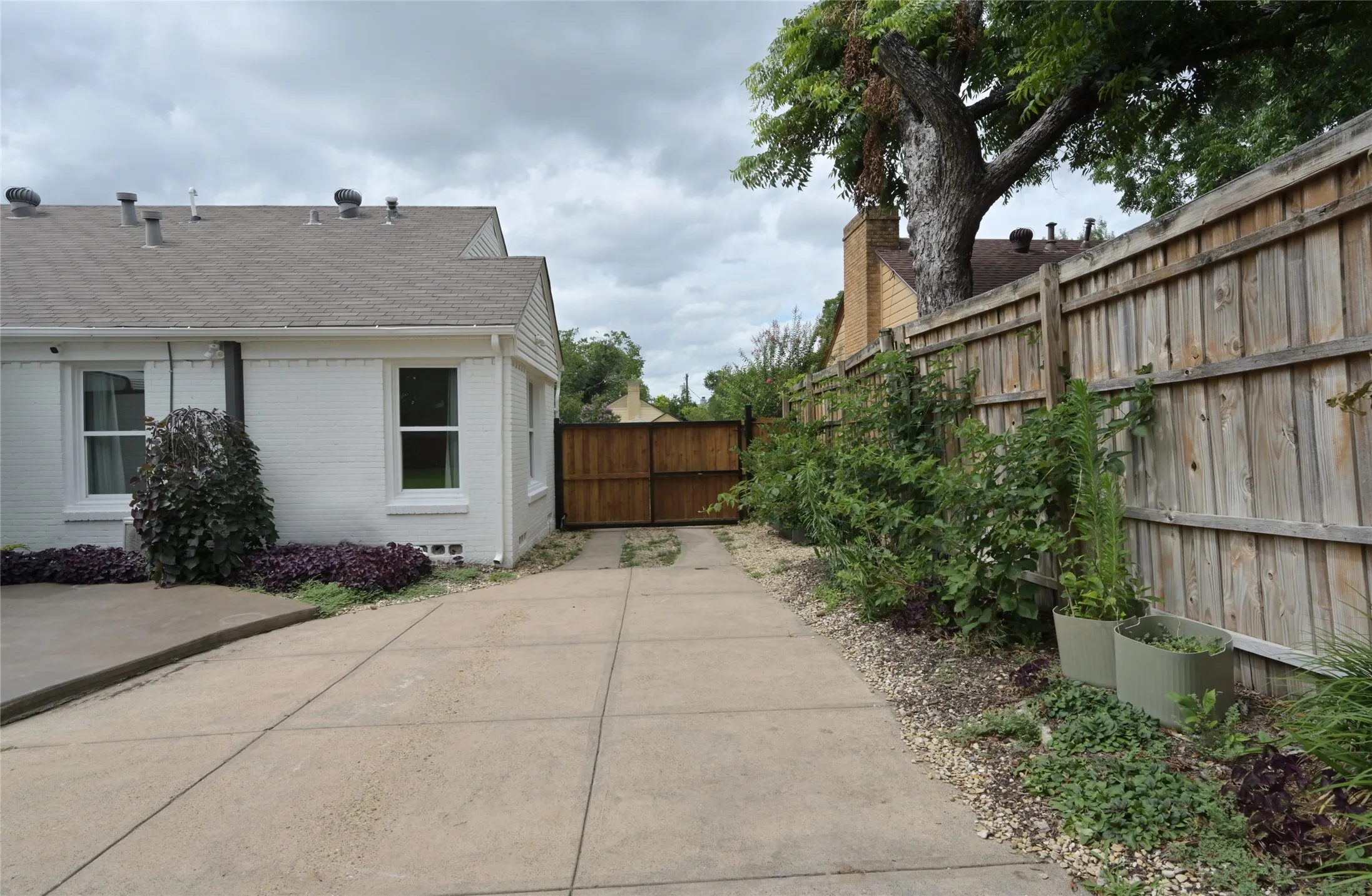 Driveway facing front gated entry
