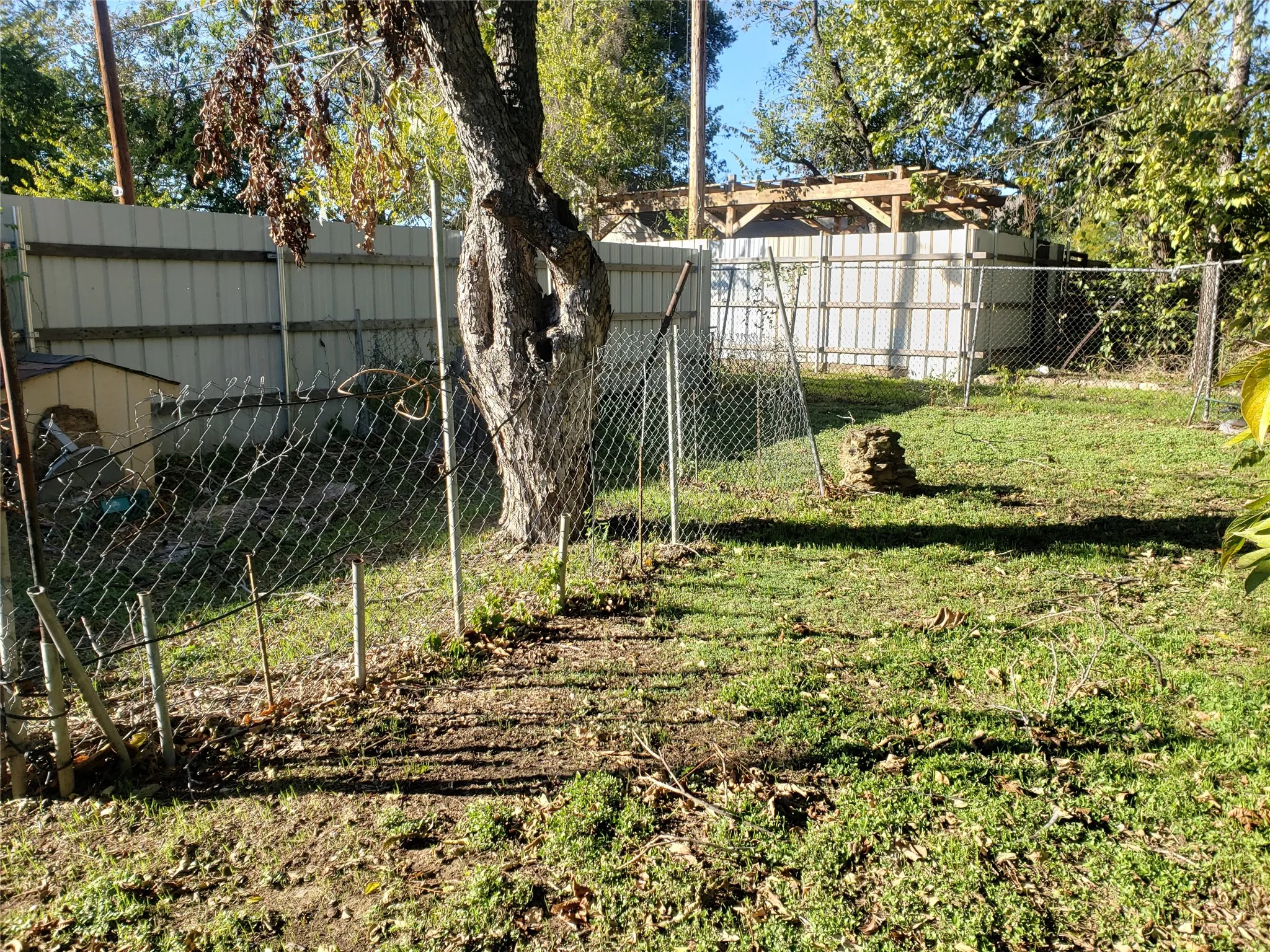 View of fenced backyard