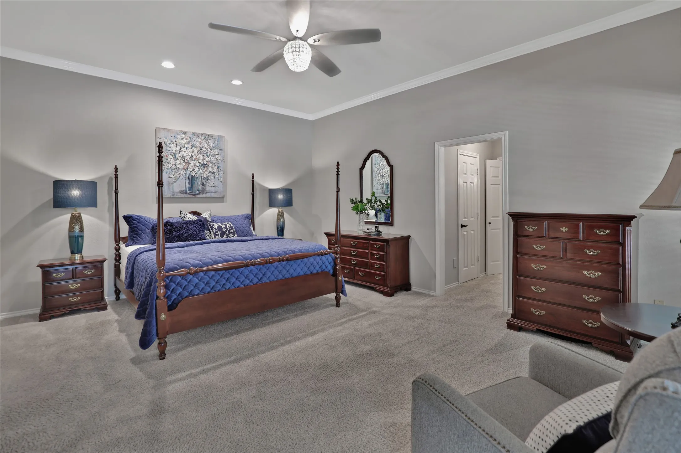 Primary bedroom with sitting area