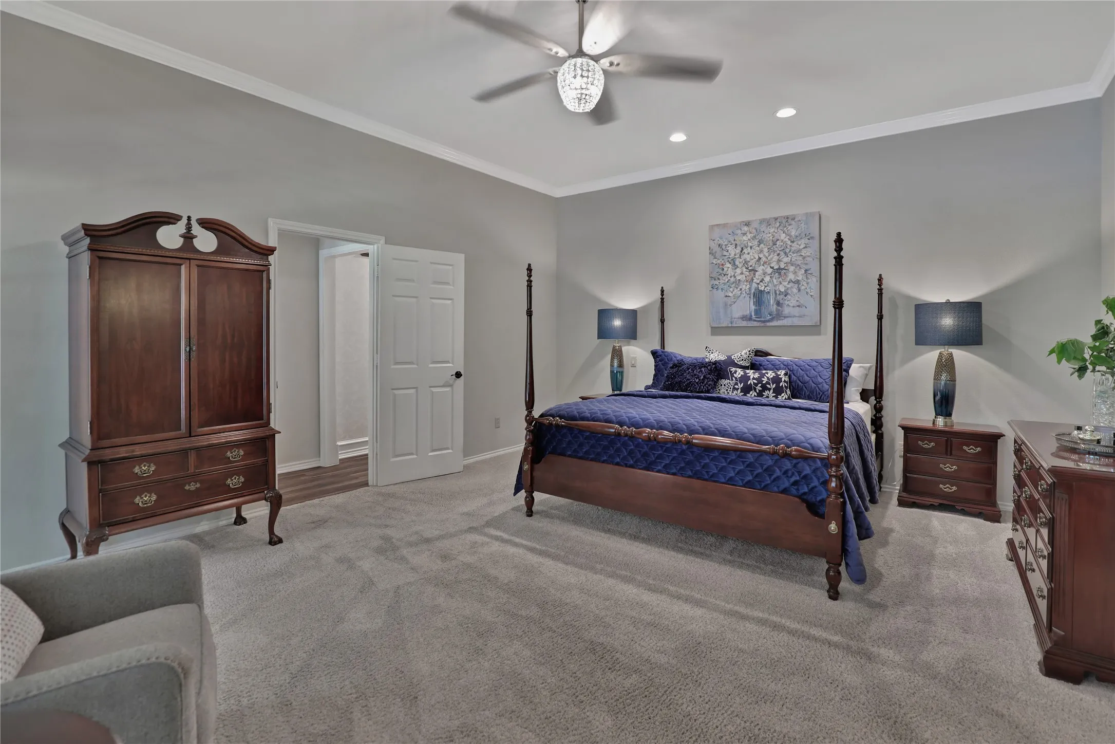 Primary bedroom with sitting area