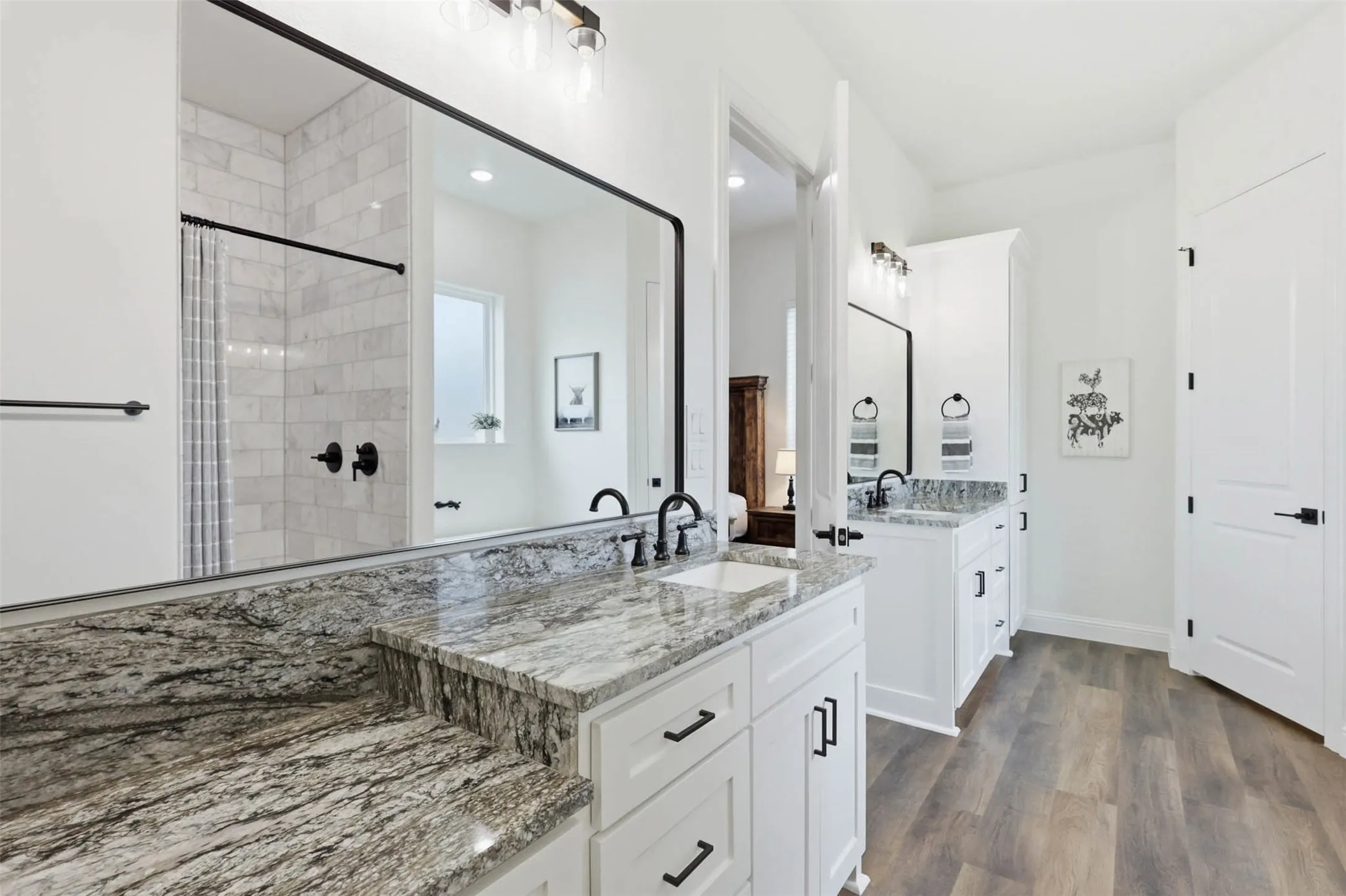 Primary bathroom with double vanities