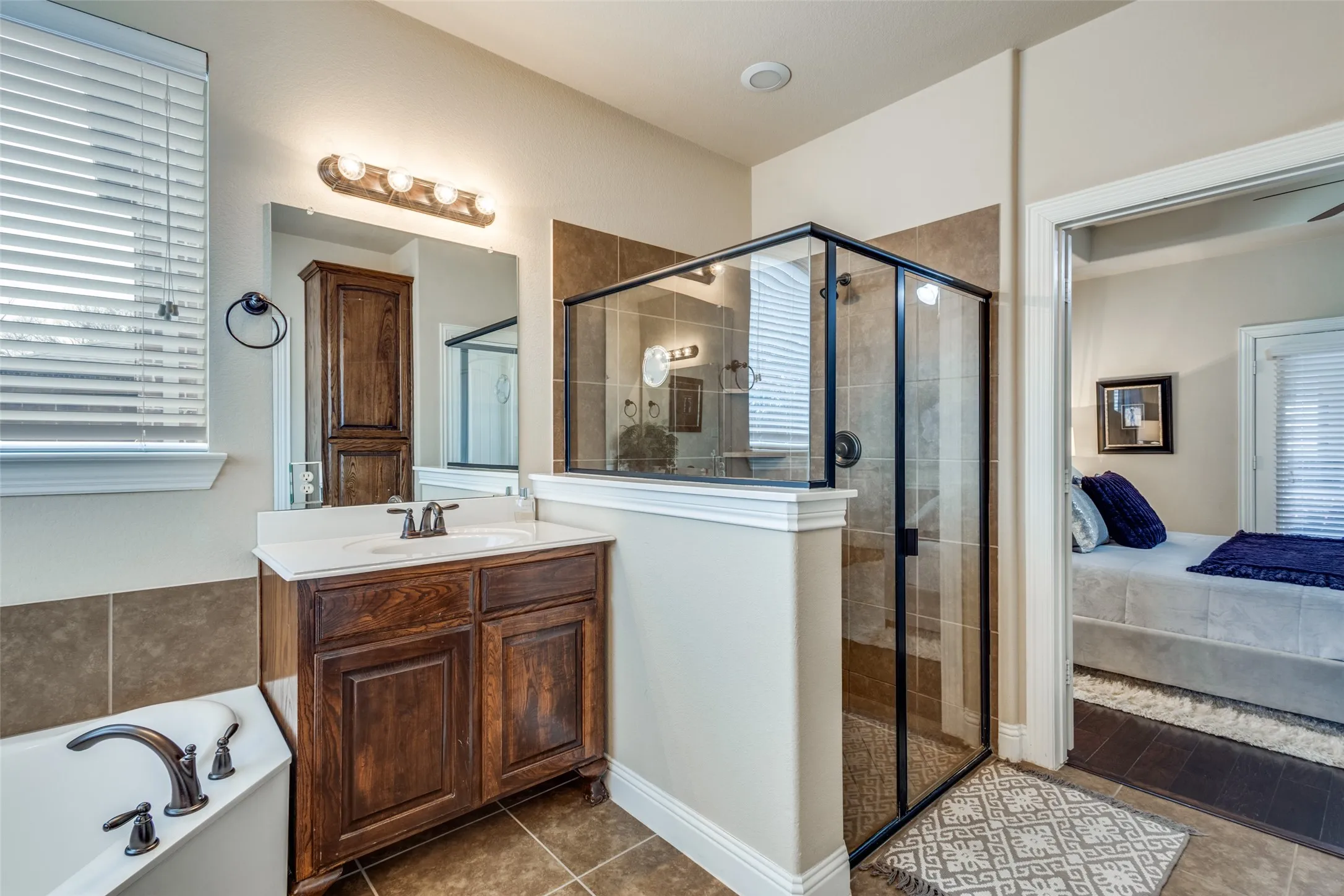 Master bathroom with large walk in shower