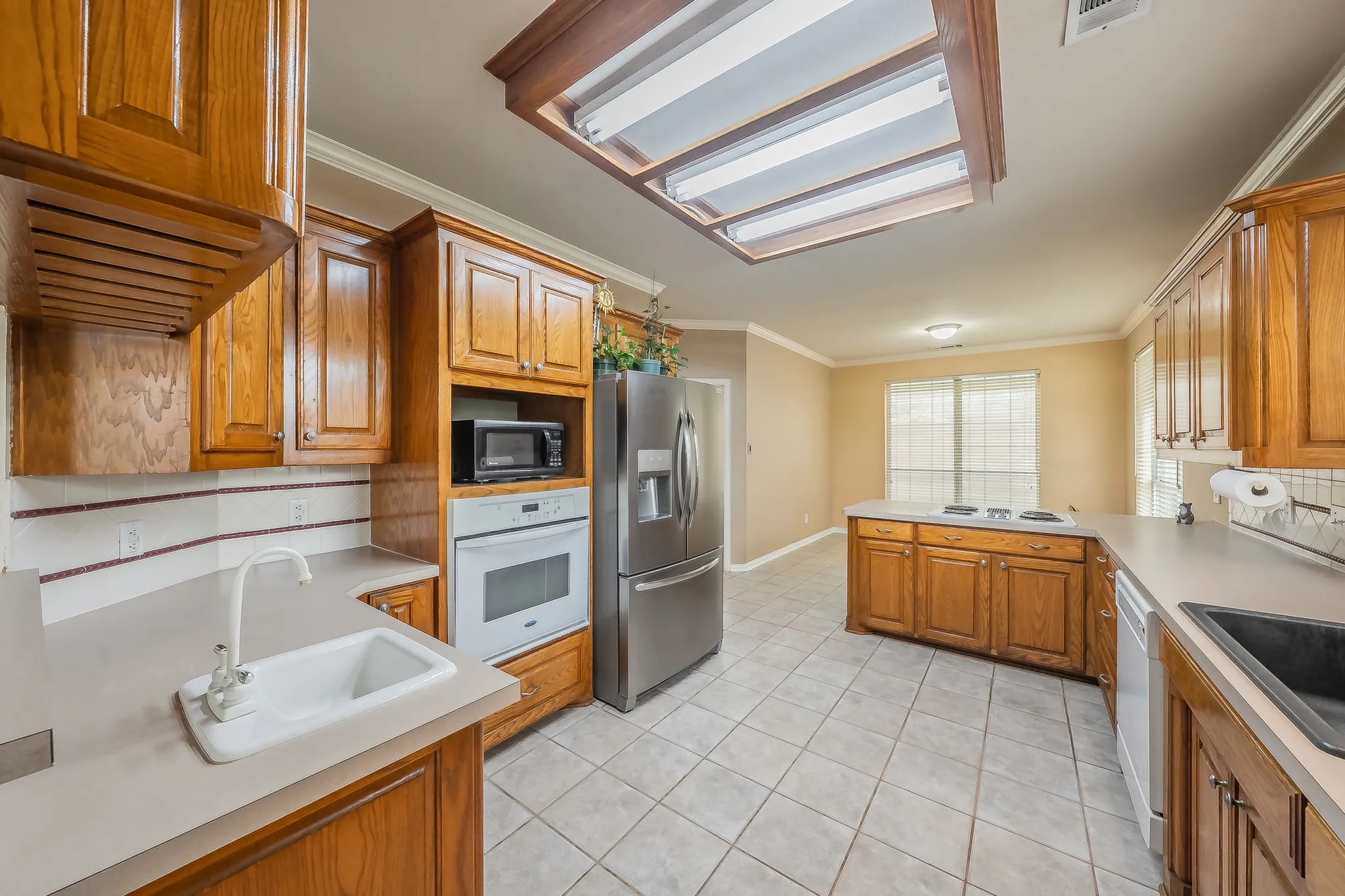 Built in oven and space to install a built in microwave.