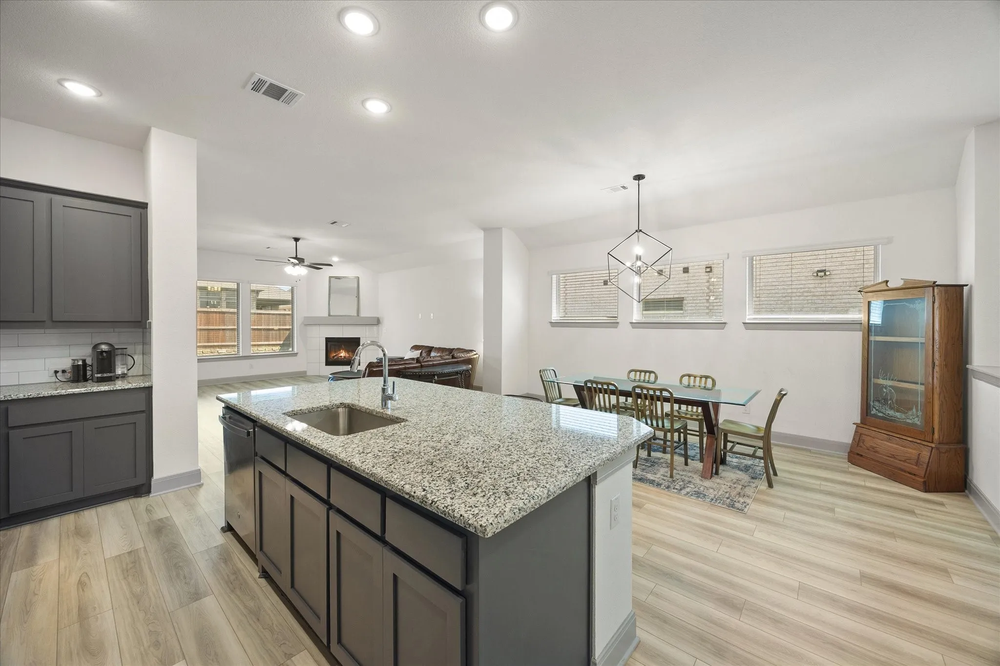 Kitchen opens onto lovely dining area