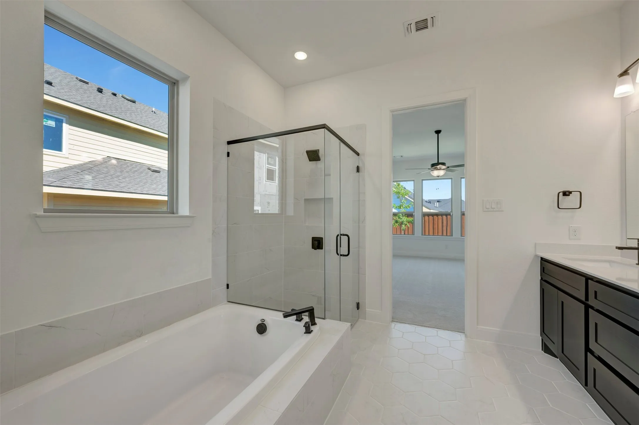 Hexagonal floor tiling