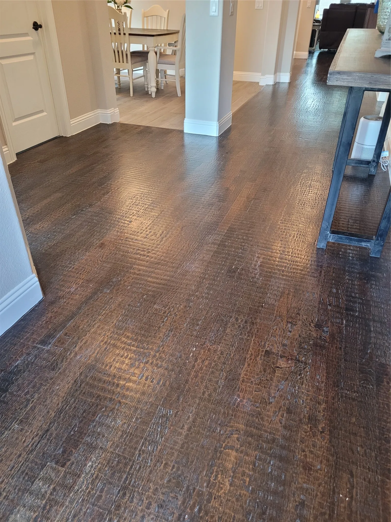 hand-scraped hardwood floor