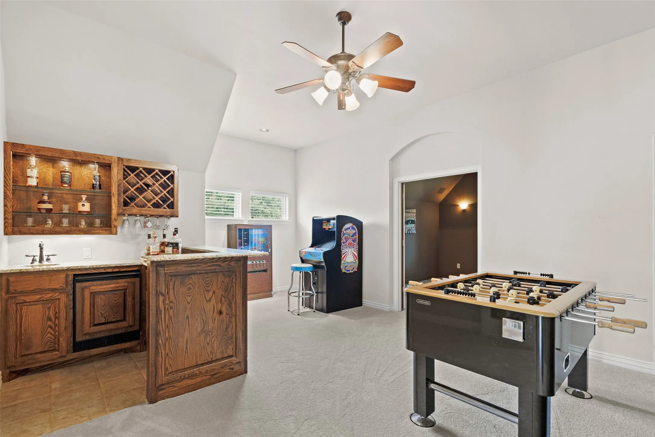 Game room with bar