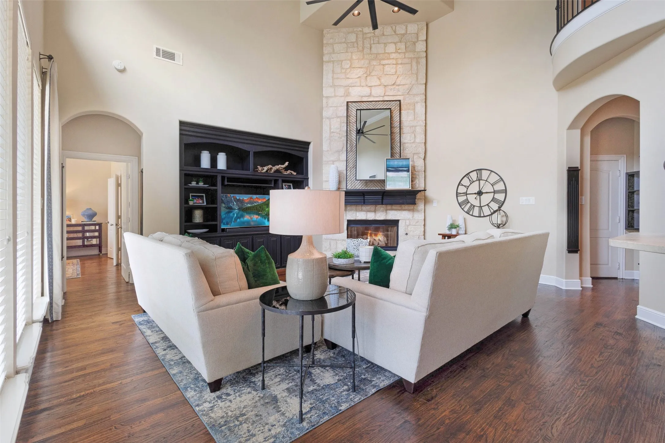Living Room with 20 Ft Ceilings