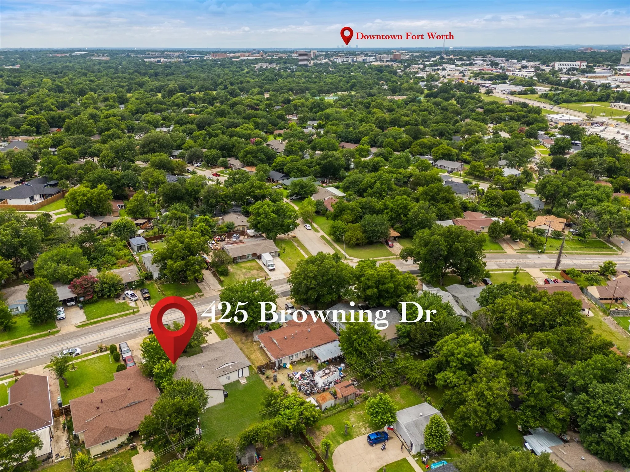 Aerial perspective of a residential neighborhood