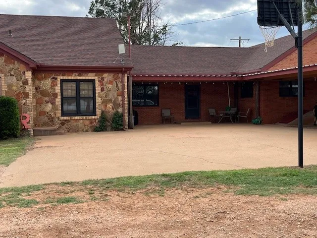 private patio at side entry