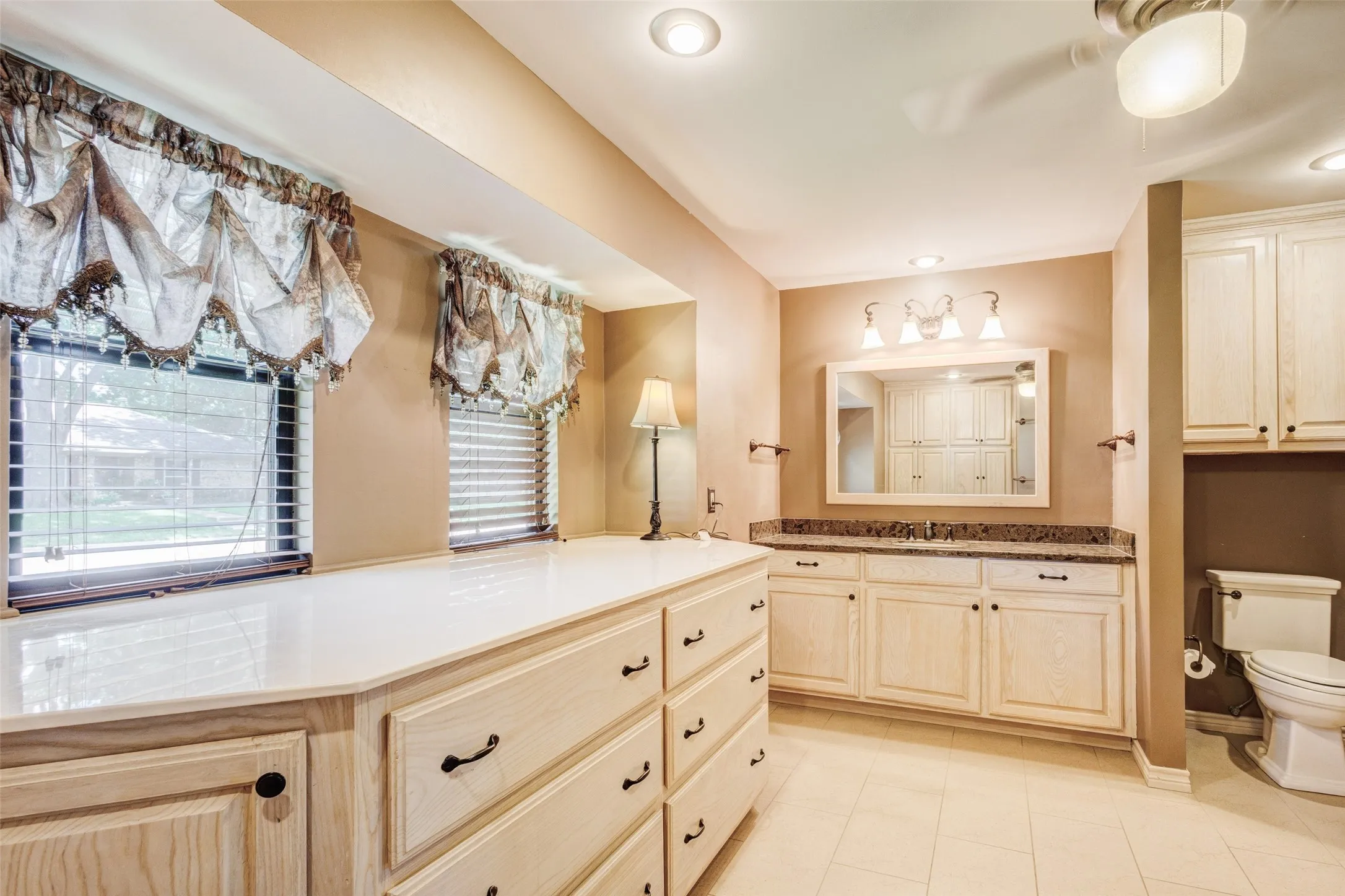 Bathroom with abundant cabinet space