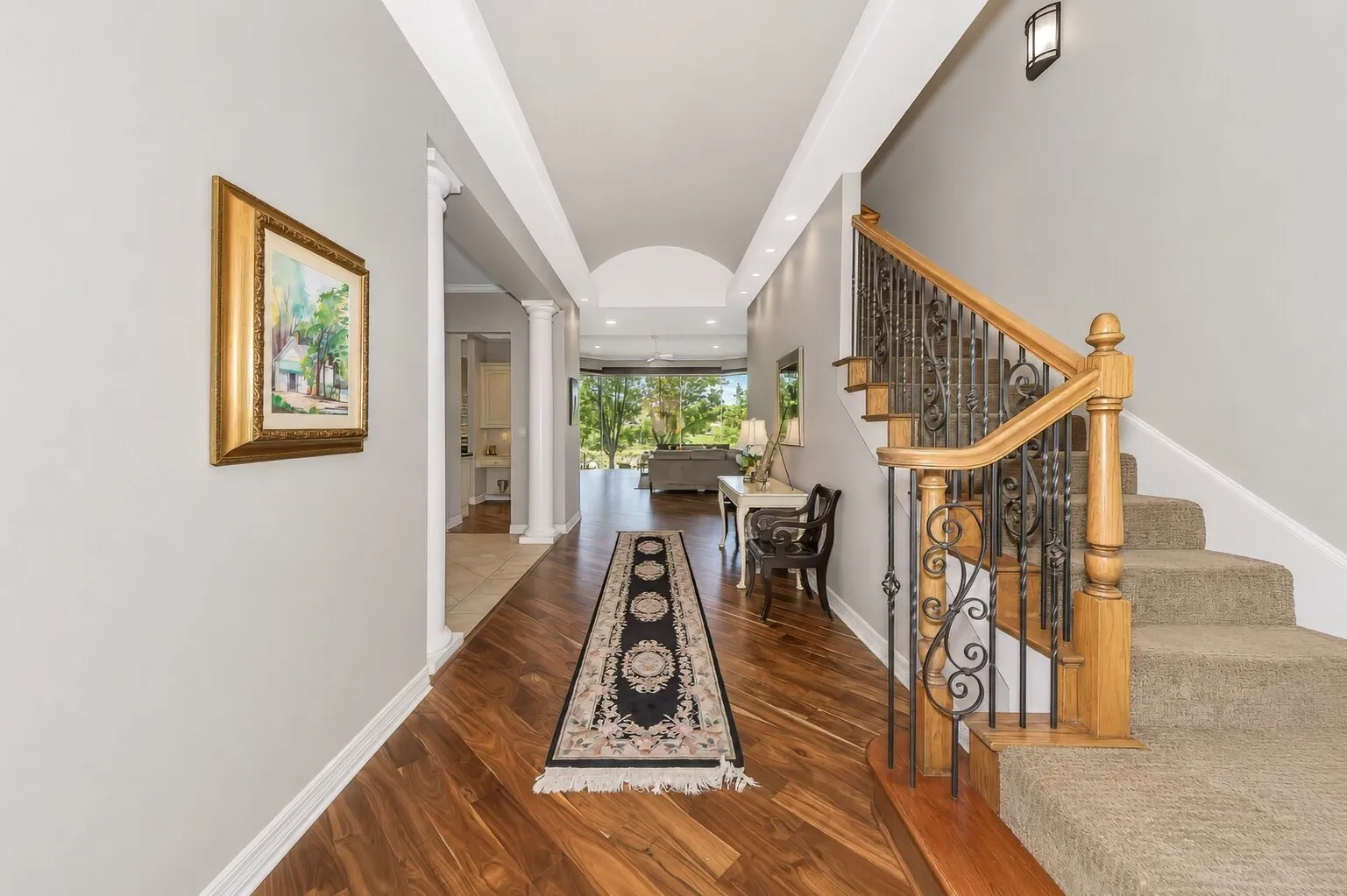 Acadia wood, durable and beautiful throughout down stairs