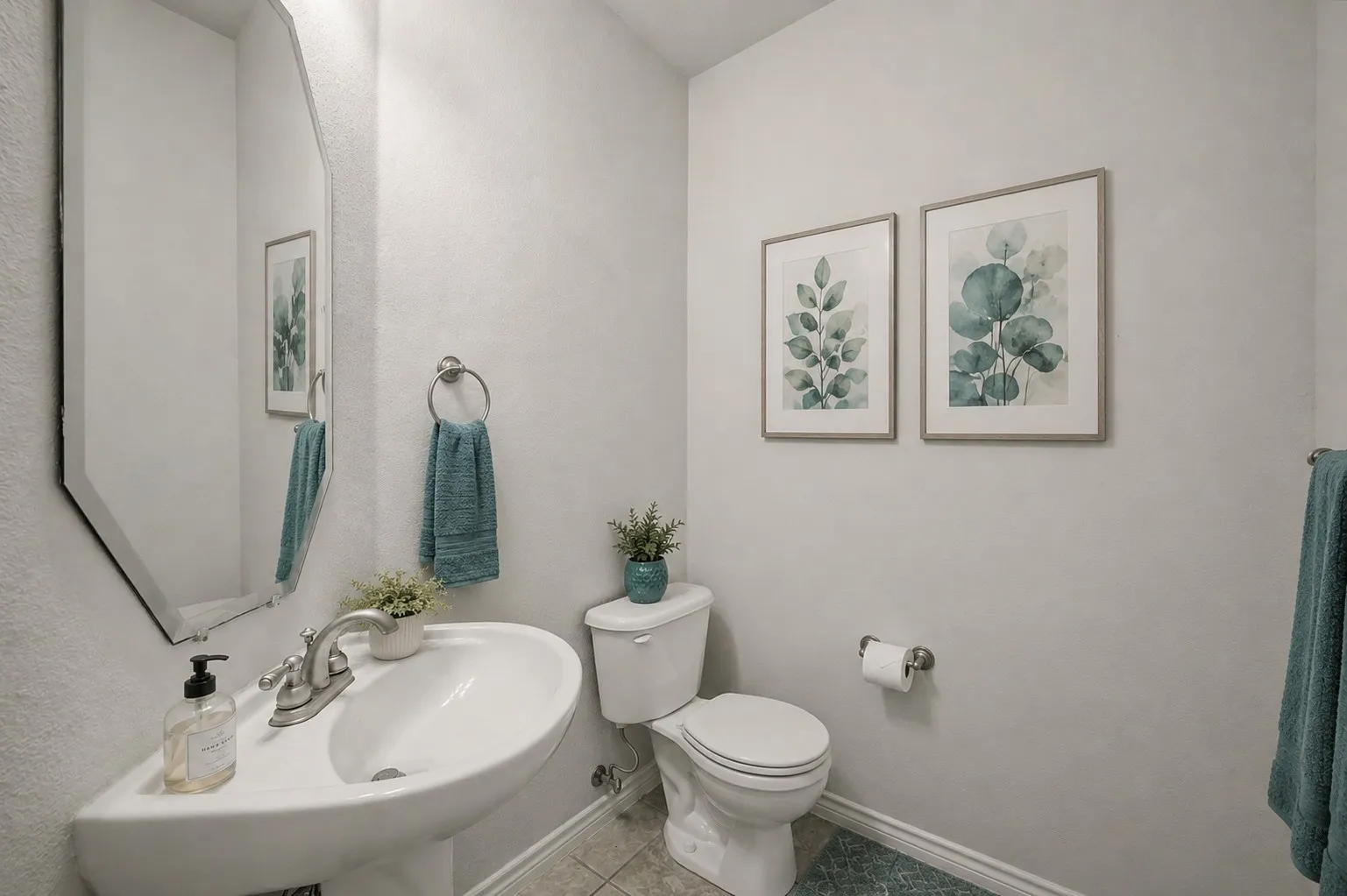 Half bath downstairs - virtually staged.
