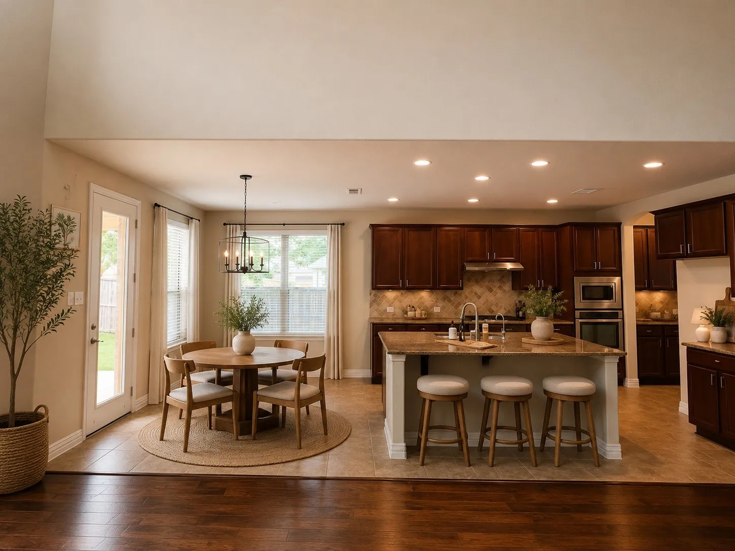 Eat in kitchen with pool views