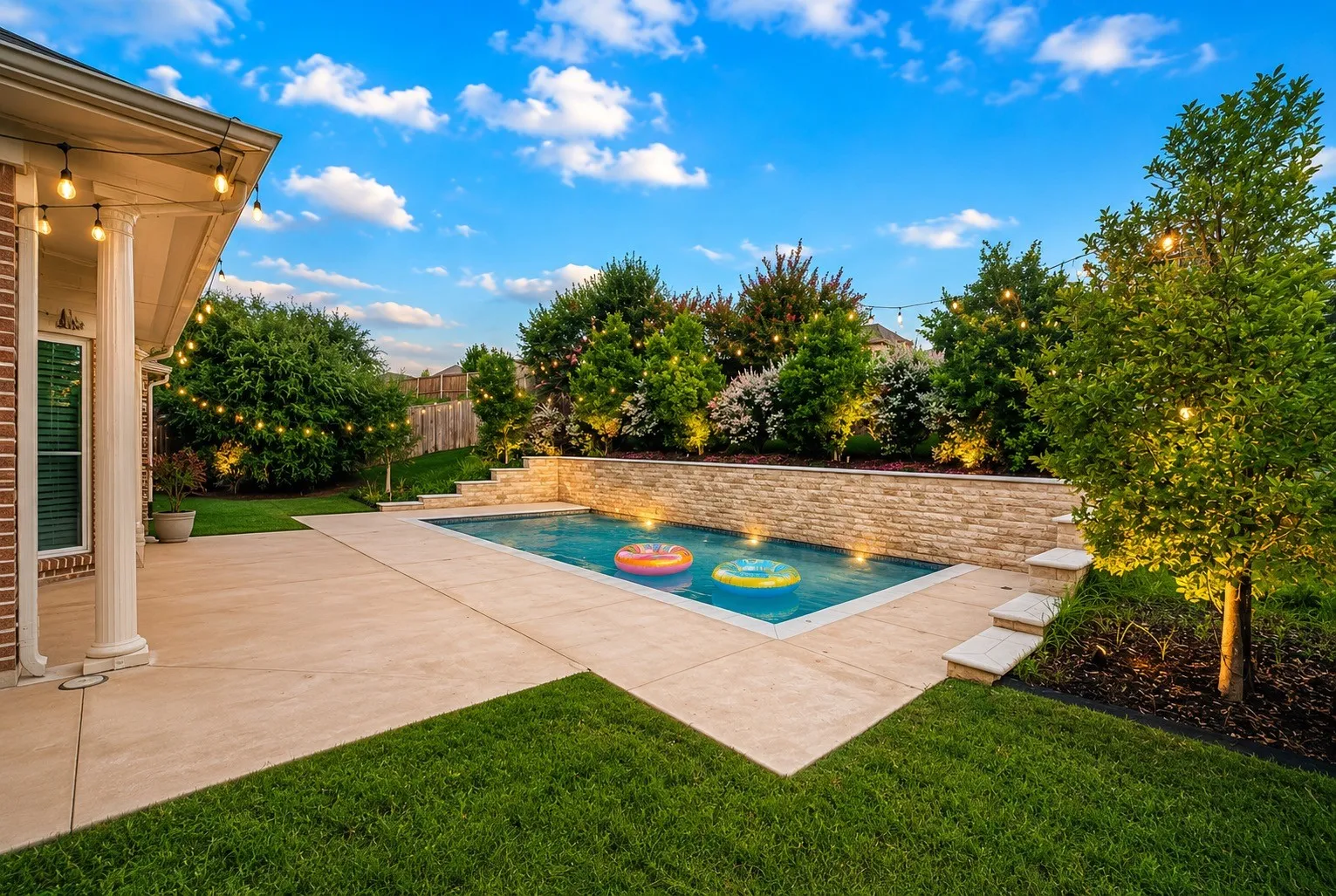 Beautiful pool and covered back porch