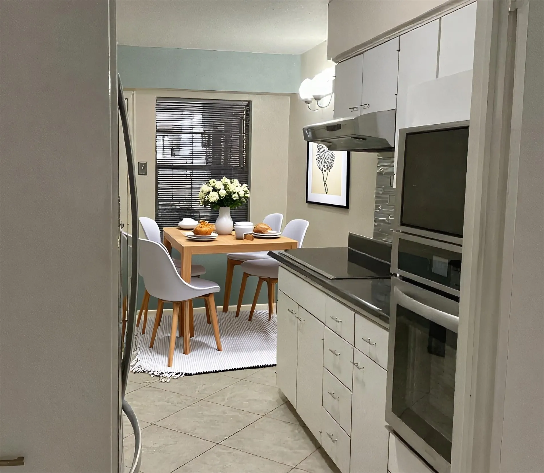Virtually staged breakfast area