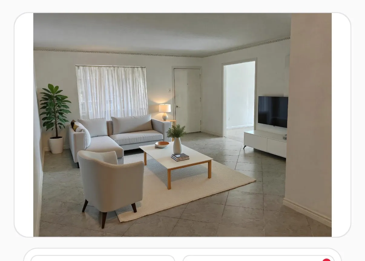 Virtually staged living area