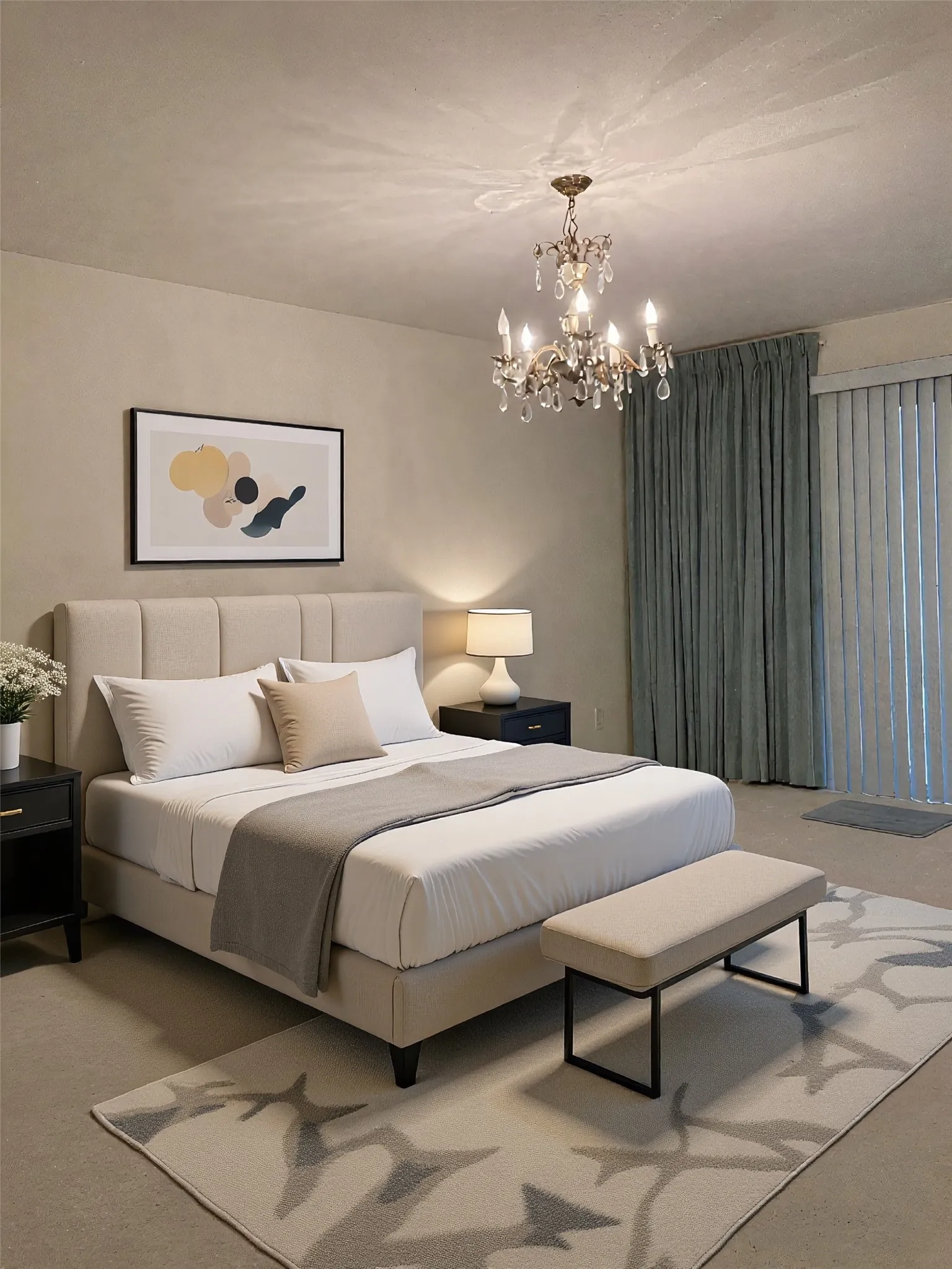 Virtually staged primary suite