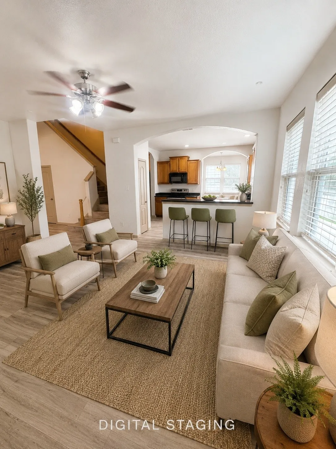 living room downstairs digital staged