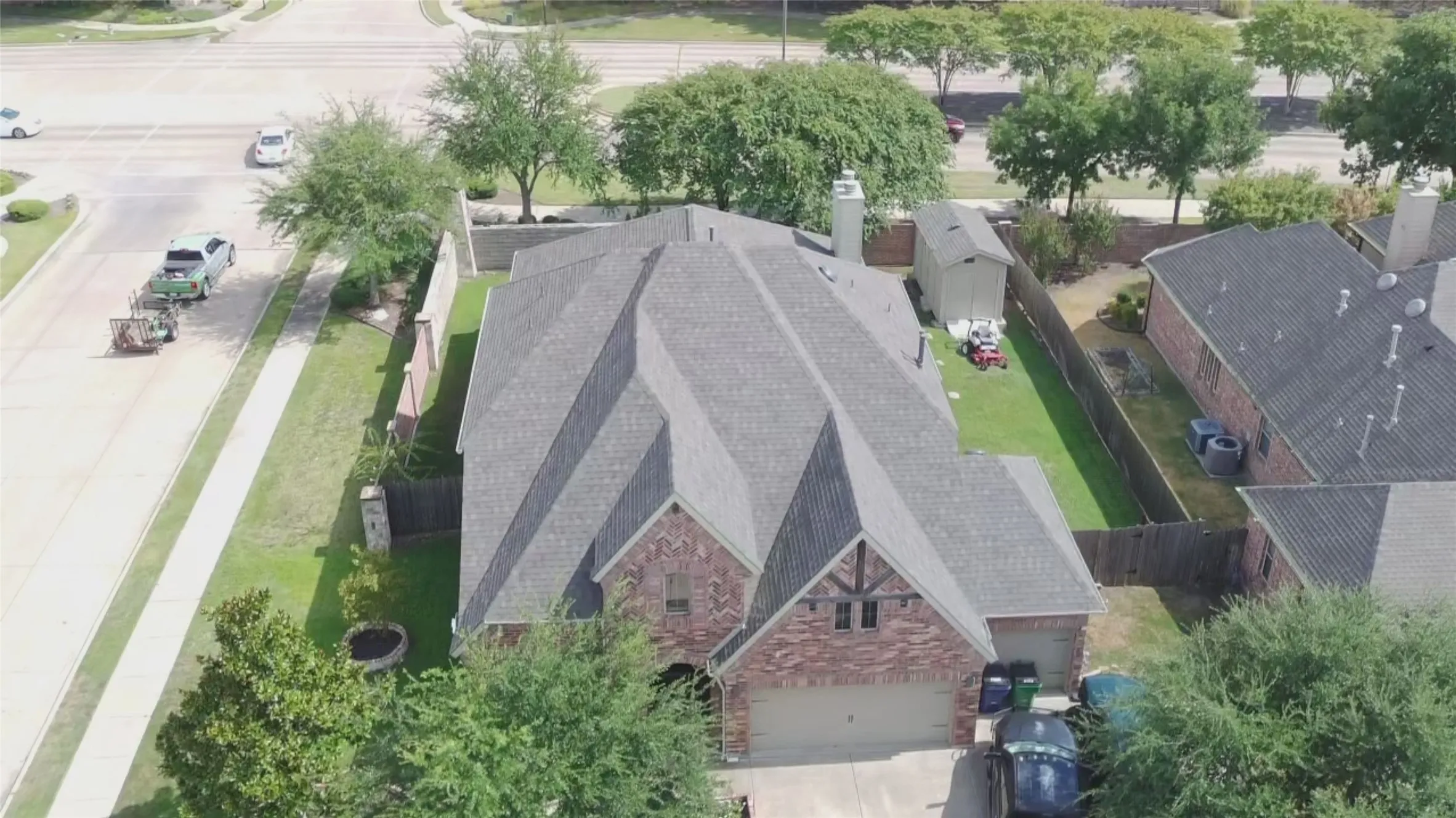 Brick and stone facade with a gable roof