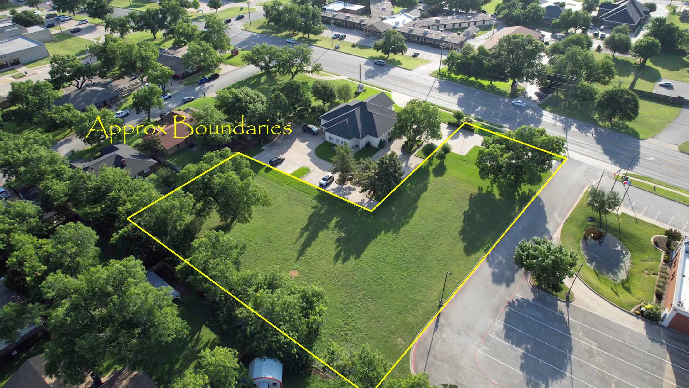The lot has rights to a shared access driveway on the south side for ingress and egress.