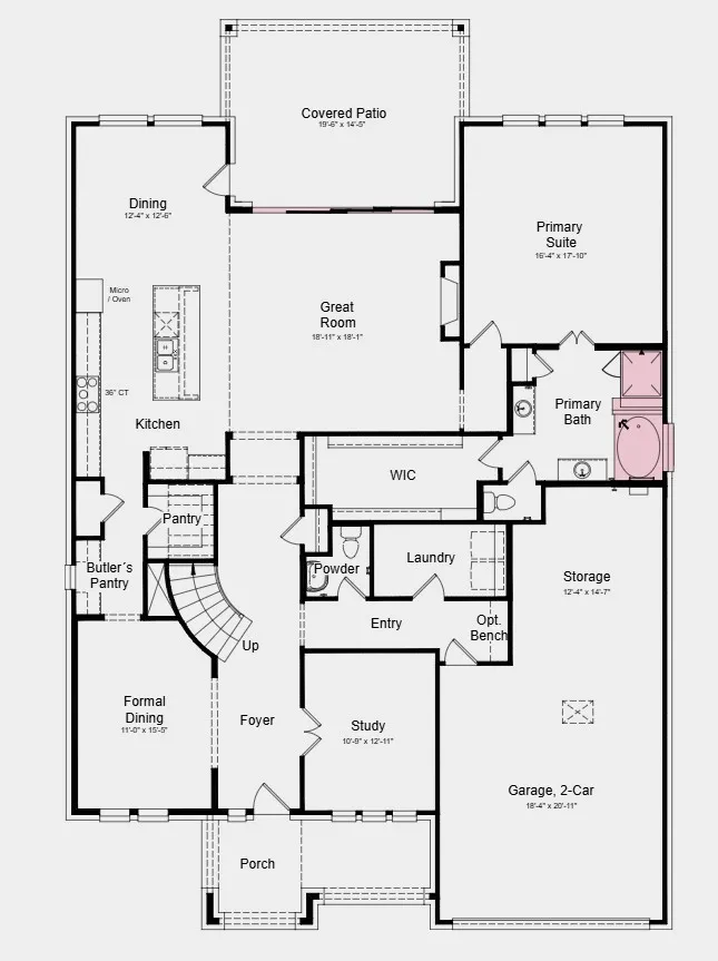 Additional Highlights Include: 15x8 sliding door at covered patio, RevWood flooring throughout 1st floor, 8' door at entry, bench at owner's entry, and outdoor gas drop.