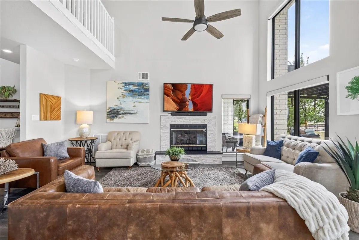 Enjoy gas fireplace