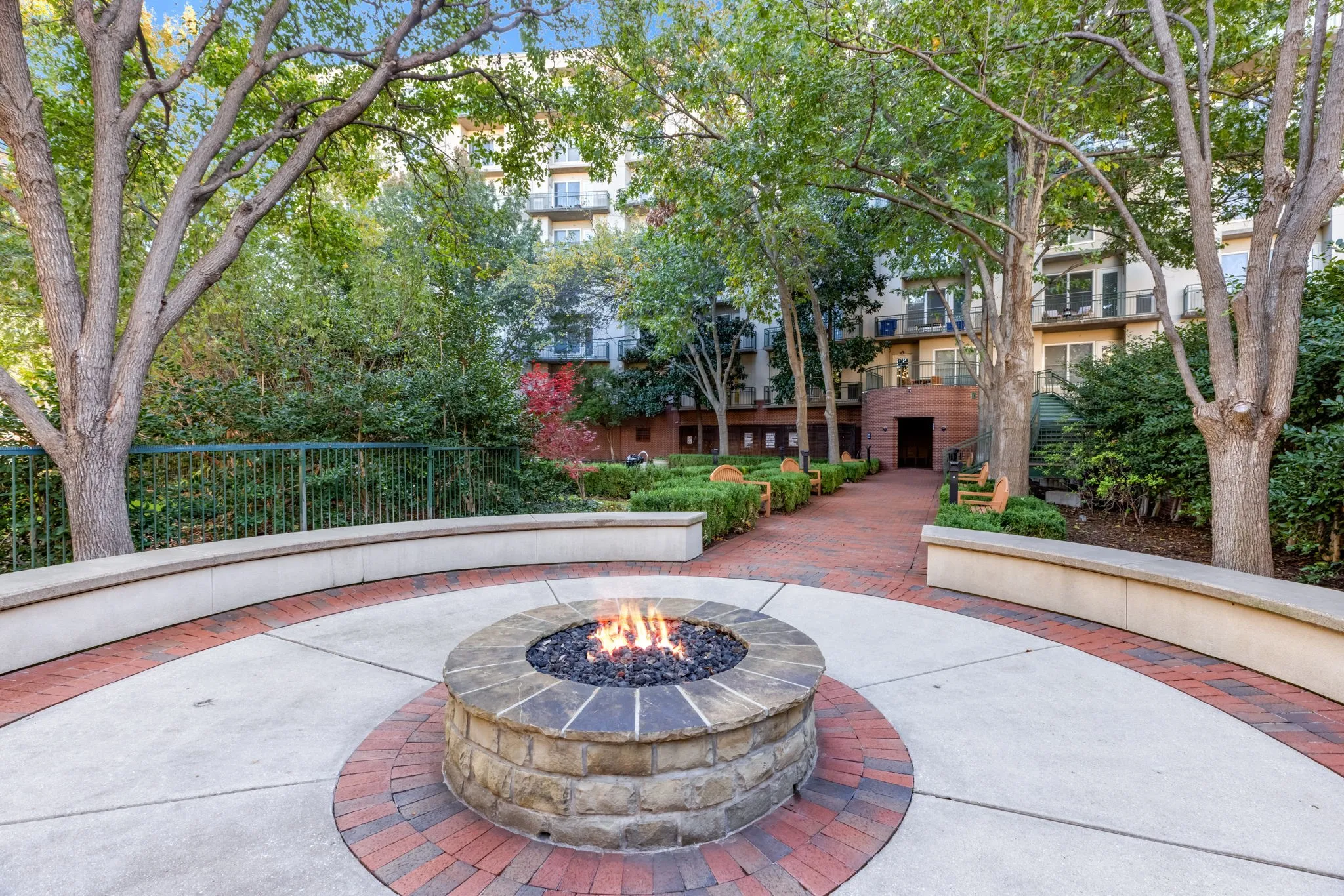 The firepit in the courtyard is a great gathering spot on chilly nights.