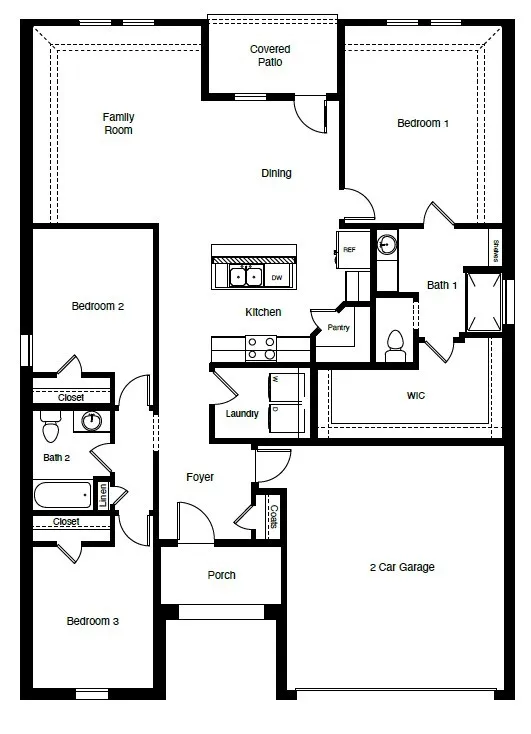 D.R. Horton's  Denton floorplan - All Home and community information, including pricing, included features, terms, availability and amenities, are subject to change at any time without notice or obligation. All Drawings, pictures, photographs, video, square footages, floor plans, elevations, features, colors and sizes are approximate for illustration purposes only and will vary from the homes as built.