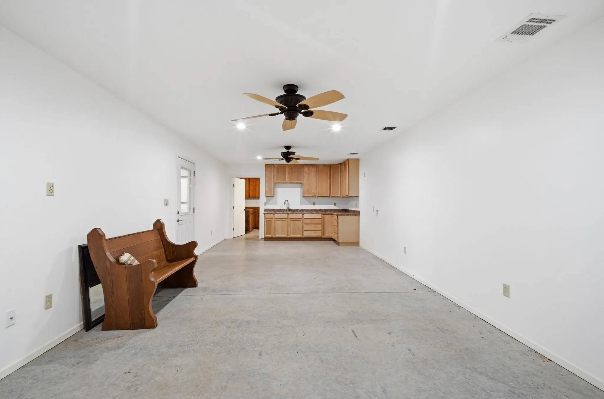 Living space and kitchen