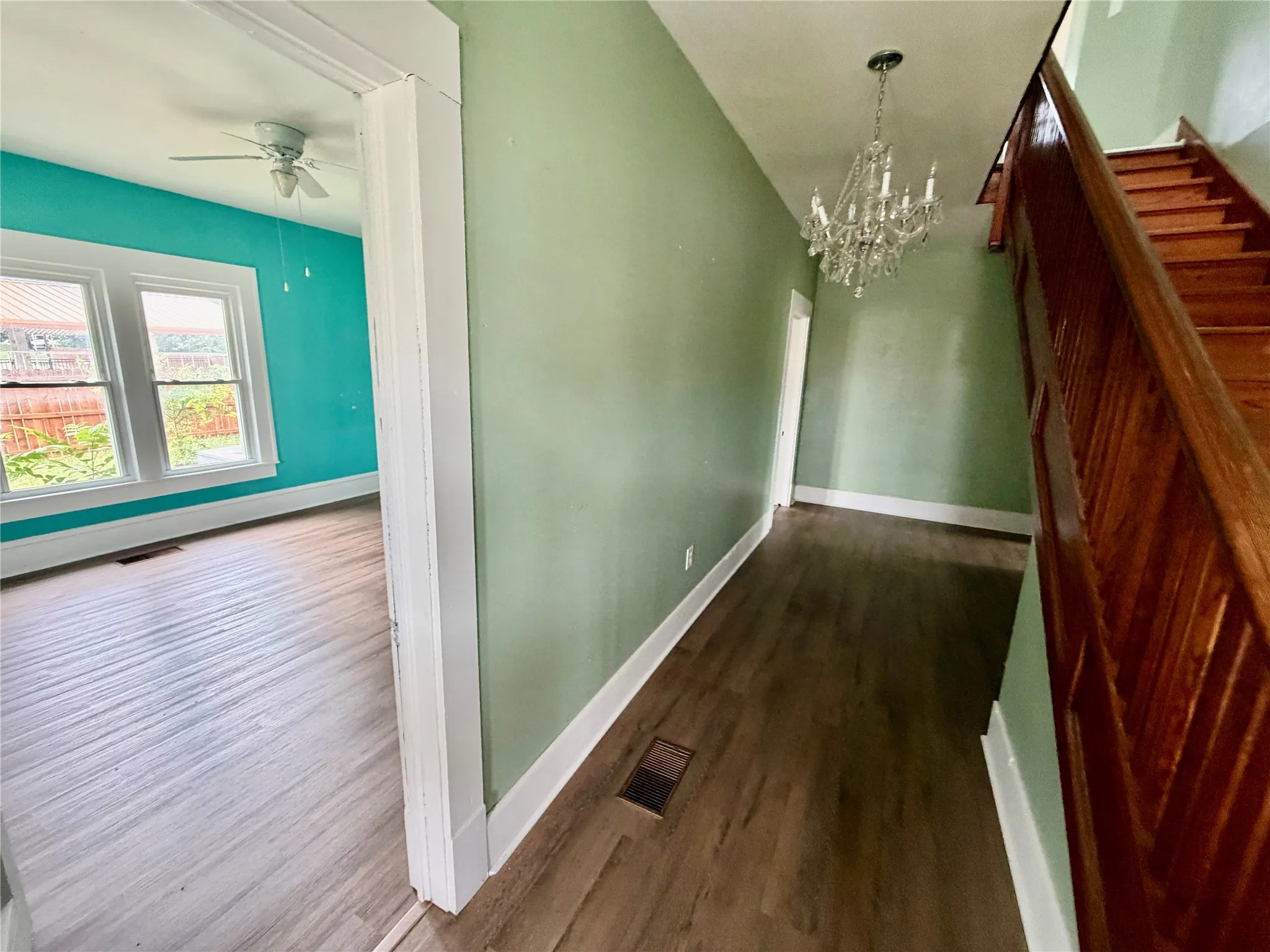 Bedroom to the left. Foyer open hallway.