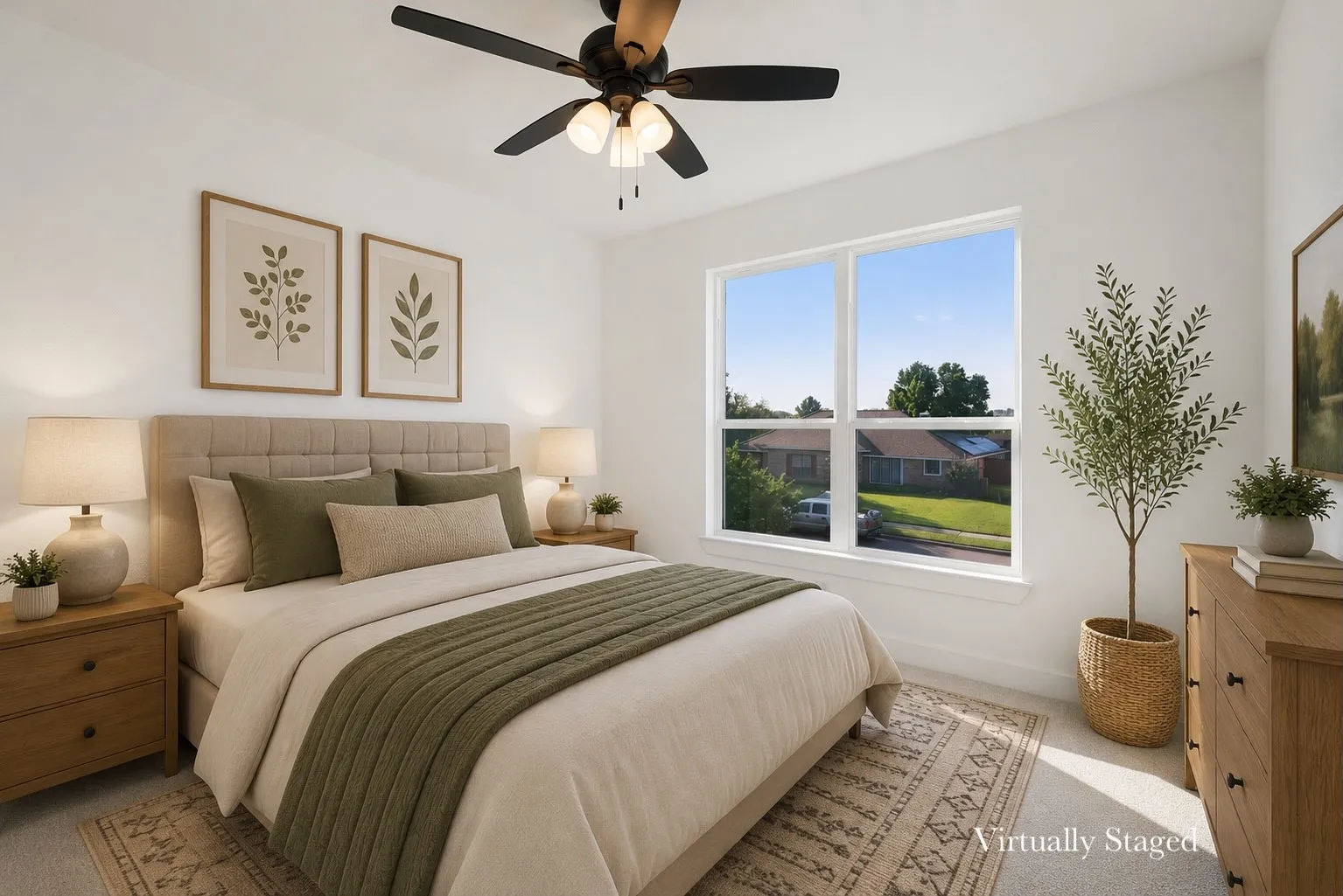 Rectangular window with white trim, offering ample natural illumination
