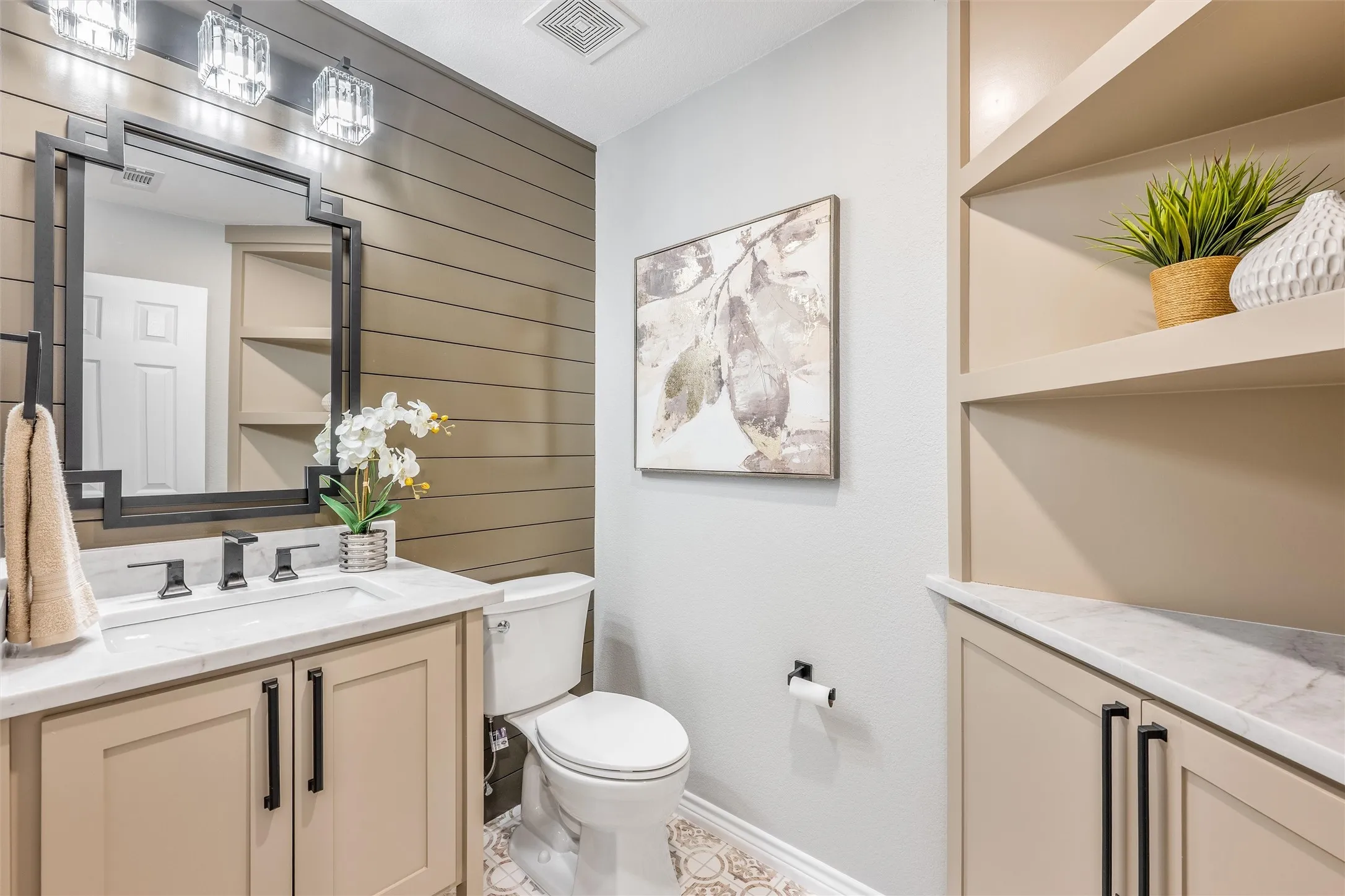 Custom features in this half bath downstairs and throughout!