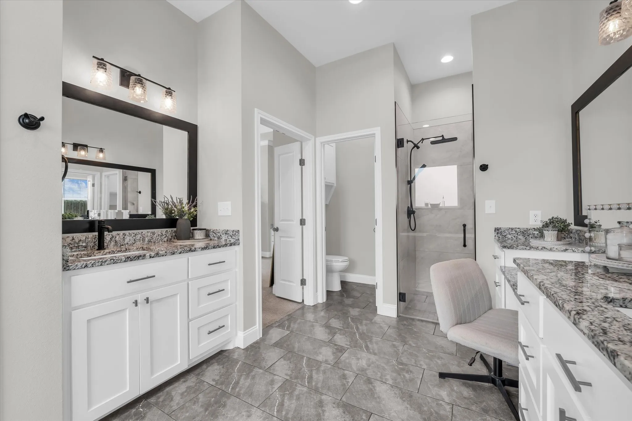 dual vanities in primary ensuite bathroom