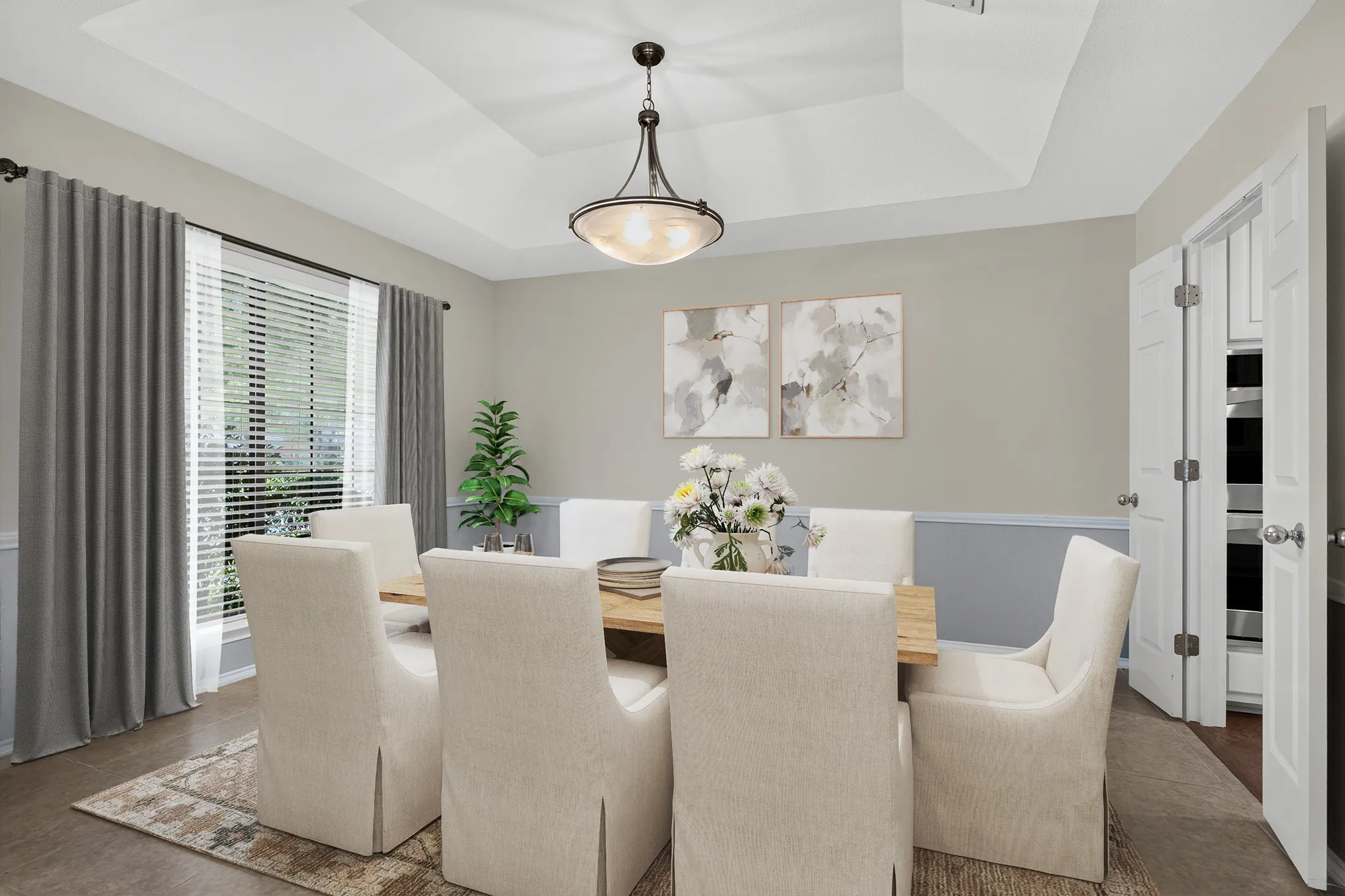 The furniture and decor in this photo has been virtually staged, not altering the room.