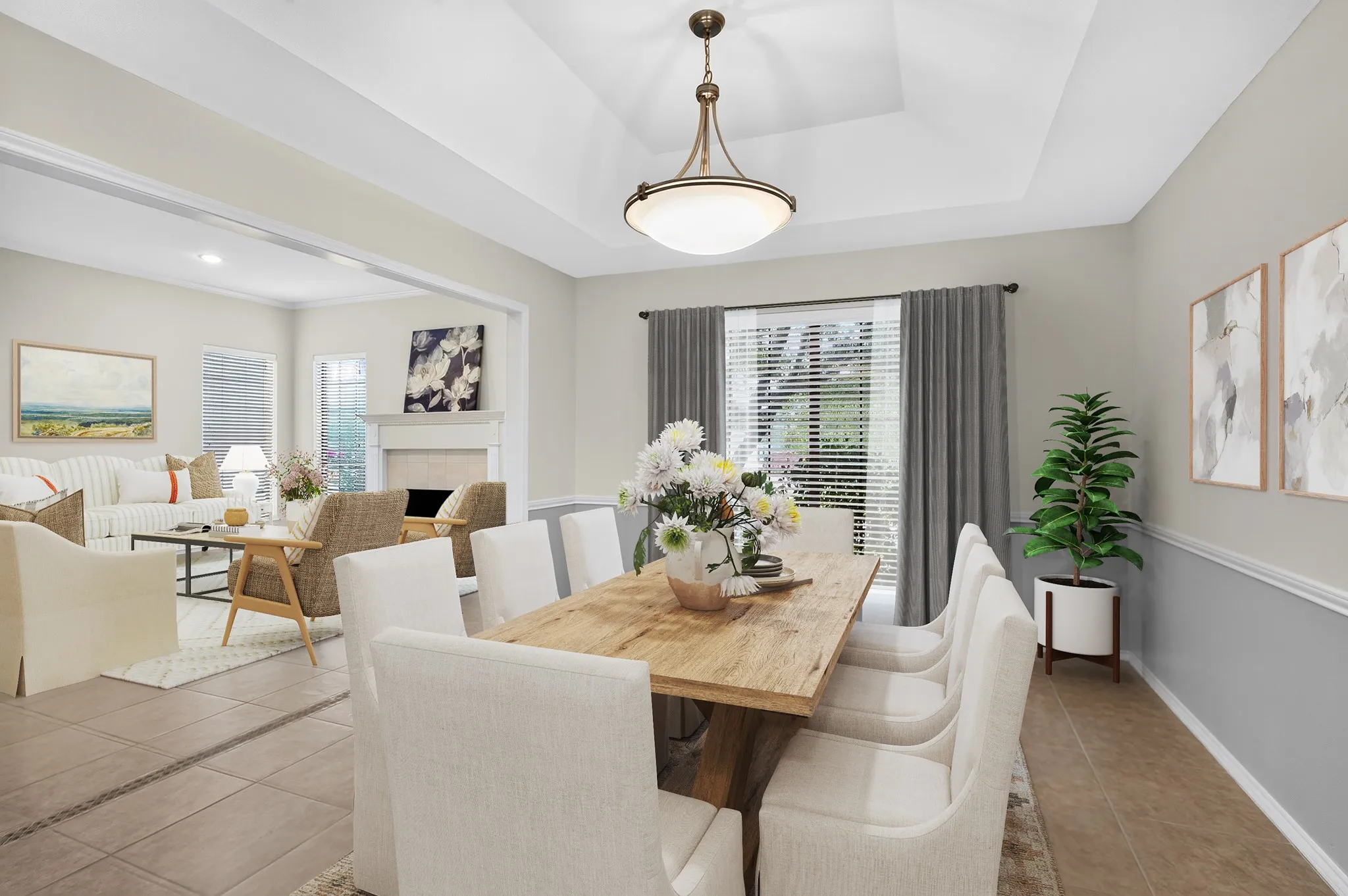 The furniture and decor in this photo has been virtually staged, not altering the room.