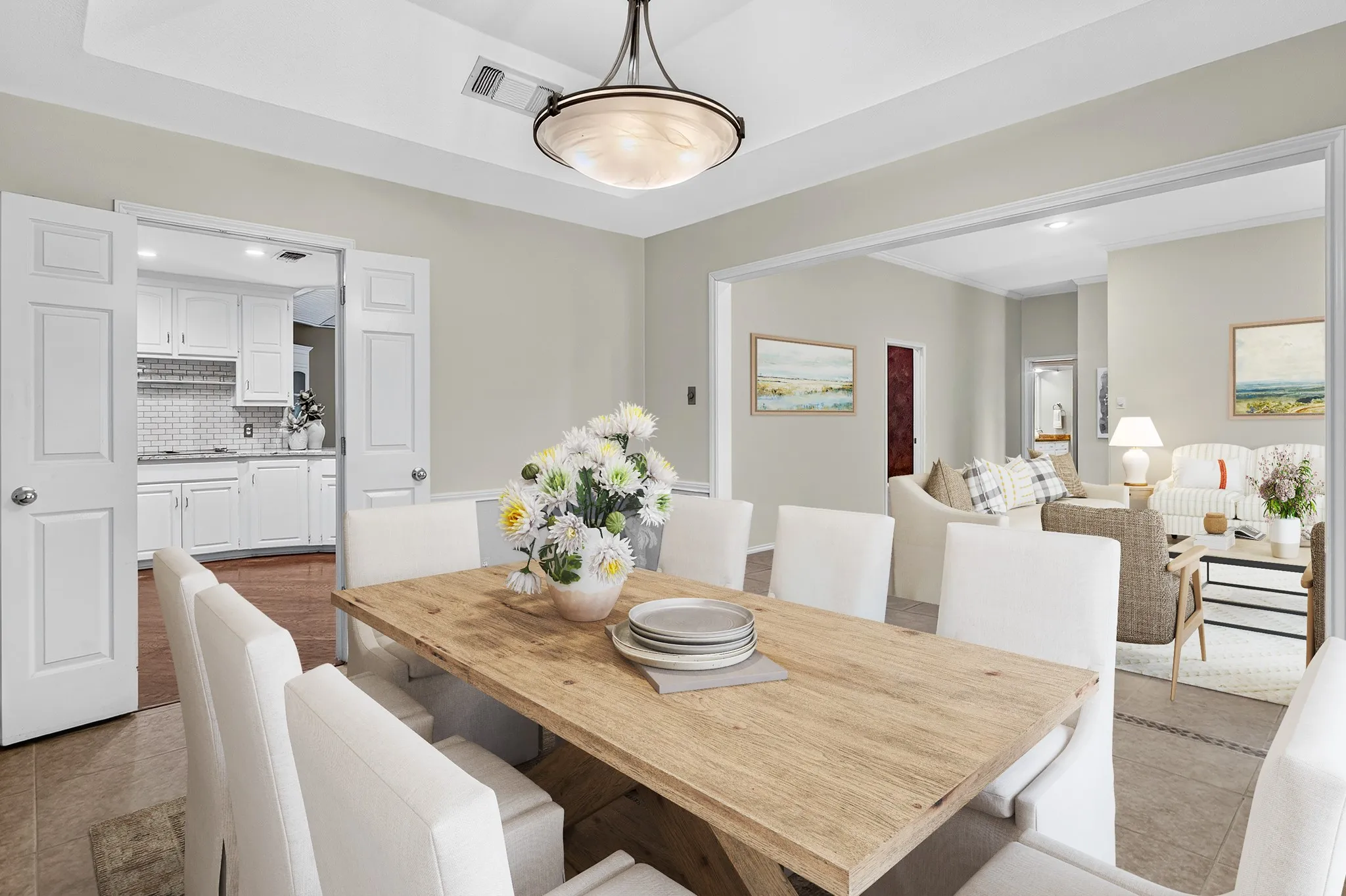 The furniture and decor in this photo has been virtually staged, not altering the room.