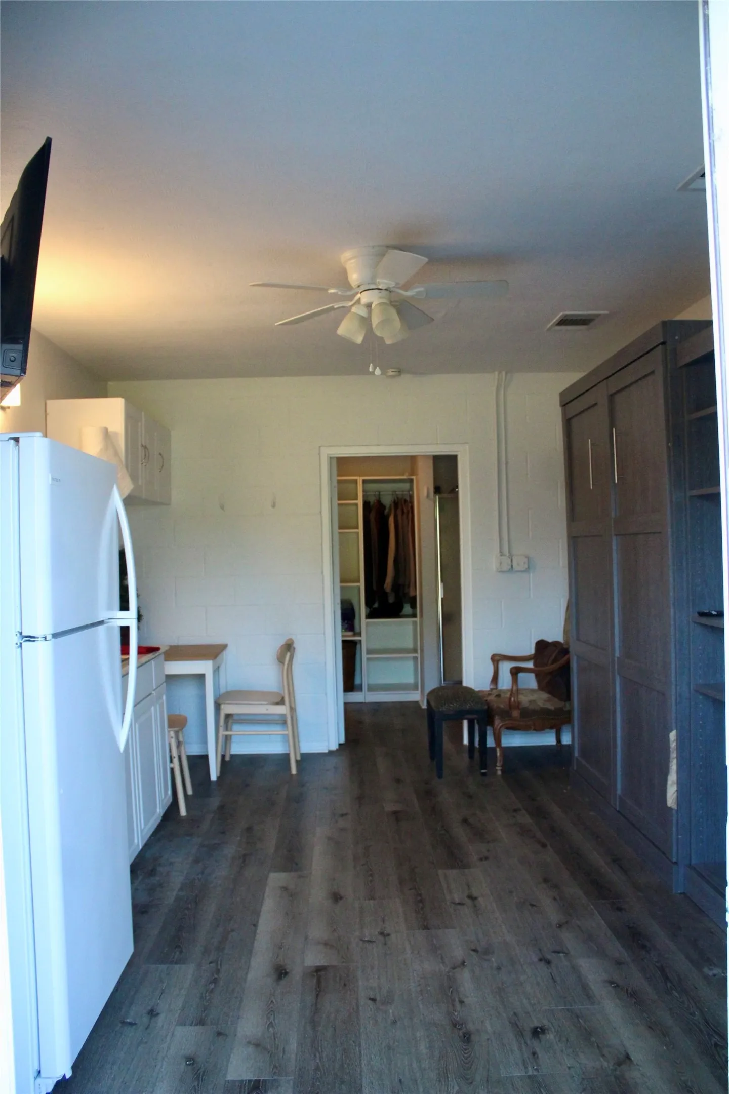 Living area with kitchen and Murphy bed