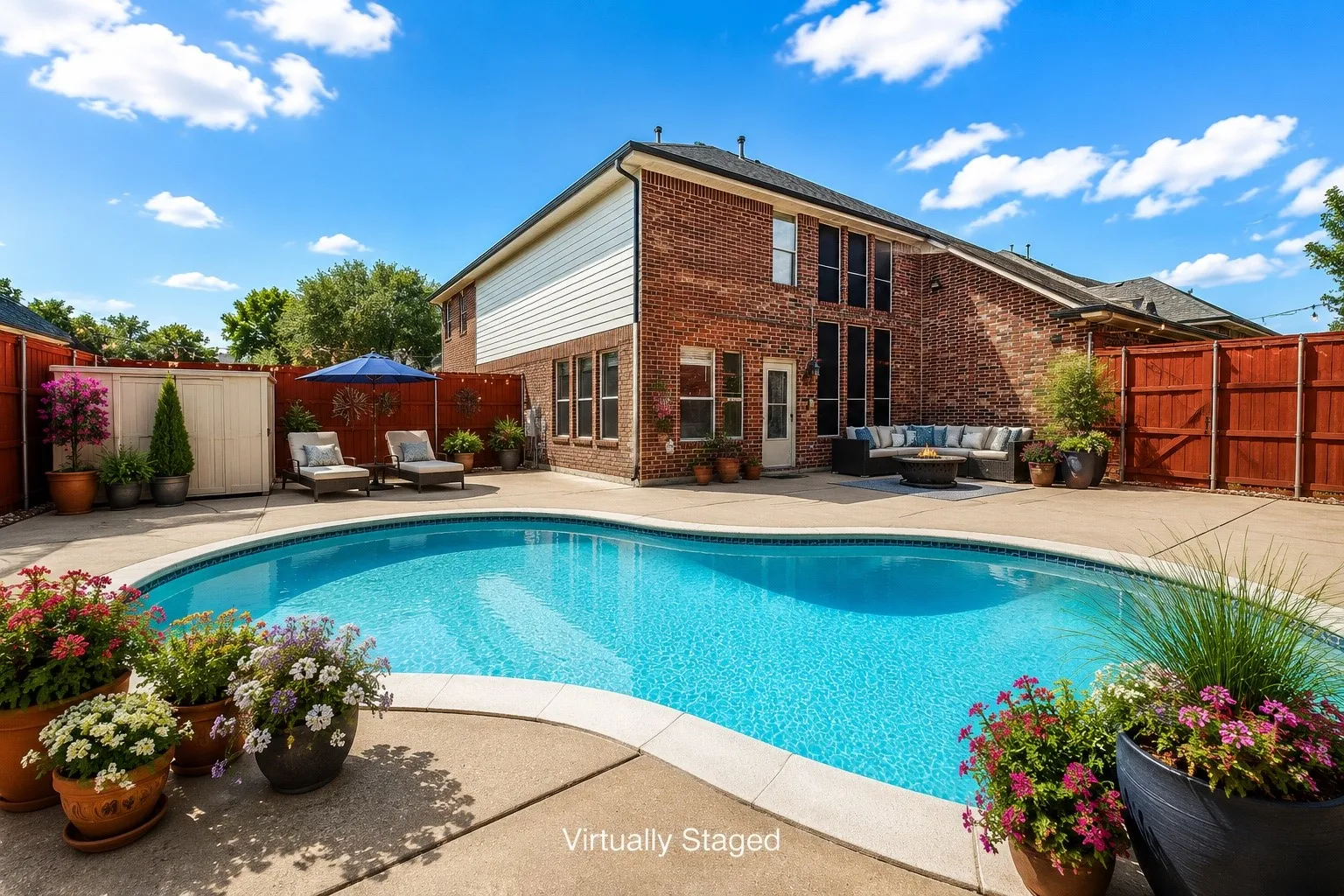 Virtually Staged. Brick exterior with multiple windows