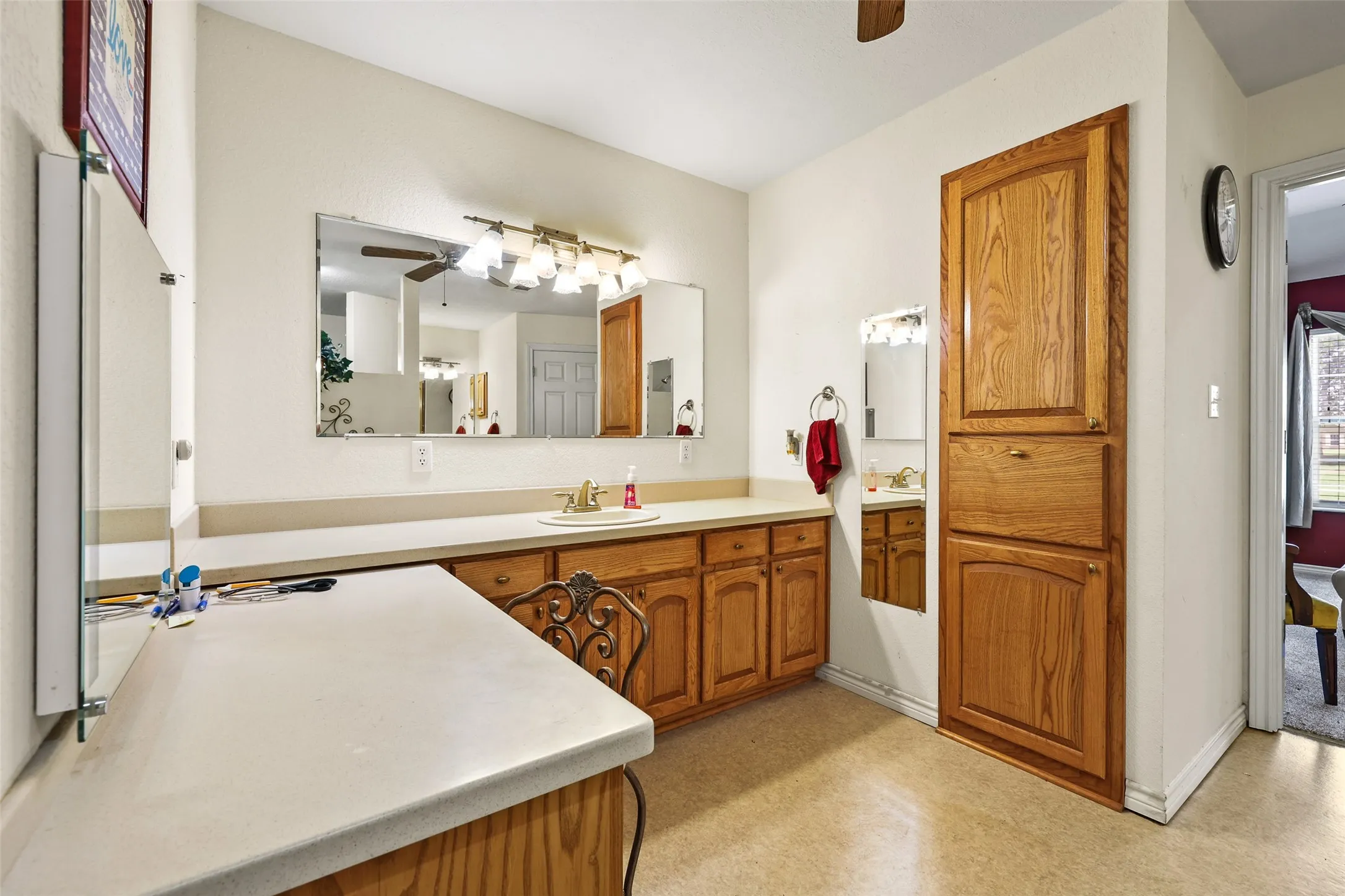 Plenty of storage in primary bath