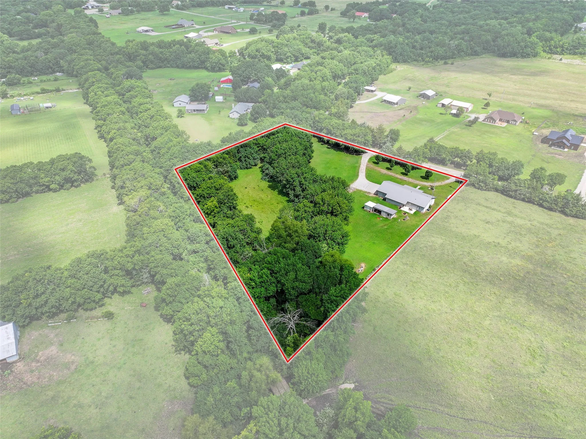 Rear of property is heavily treed