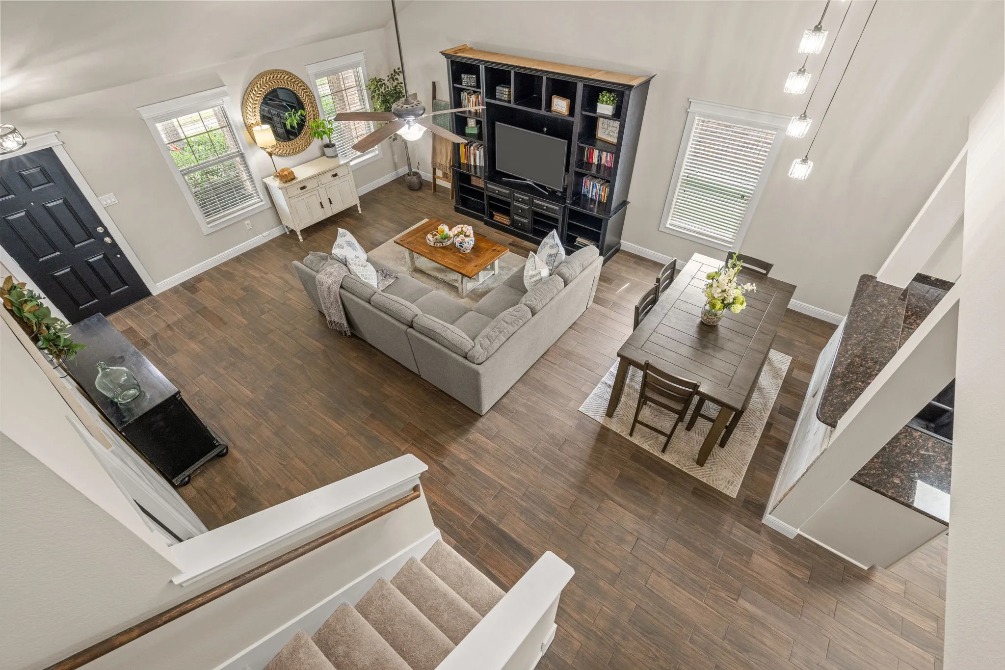 view of living room from upstairs