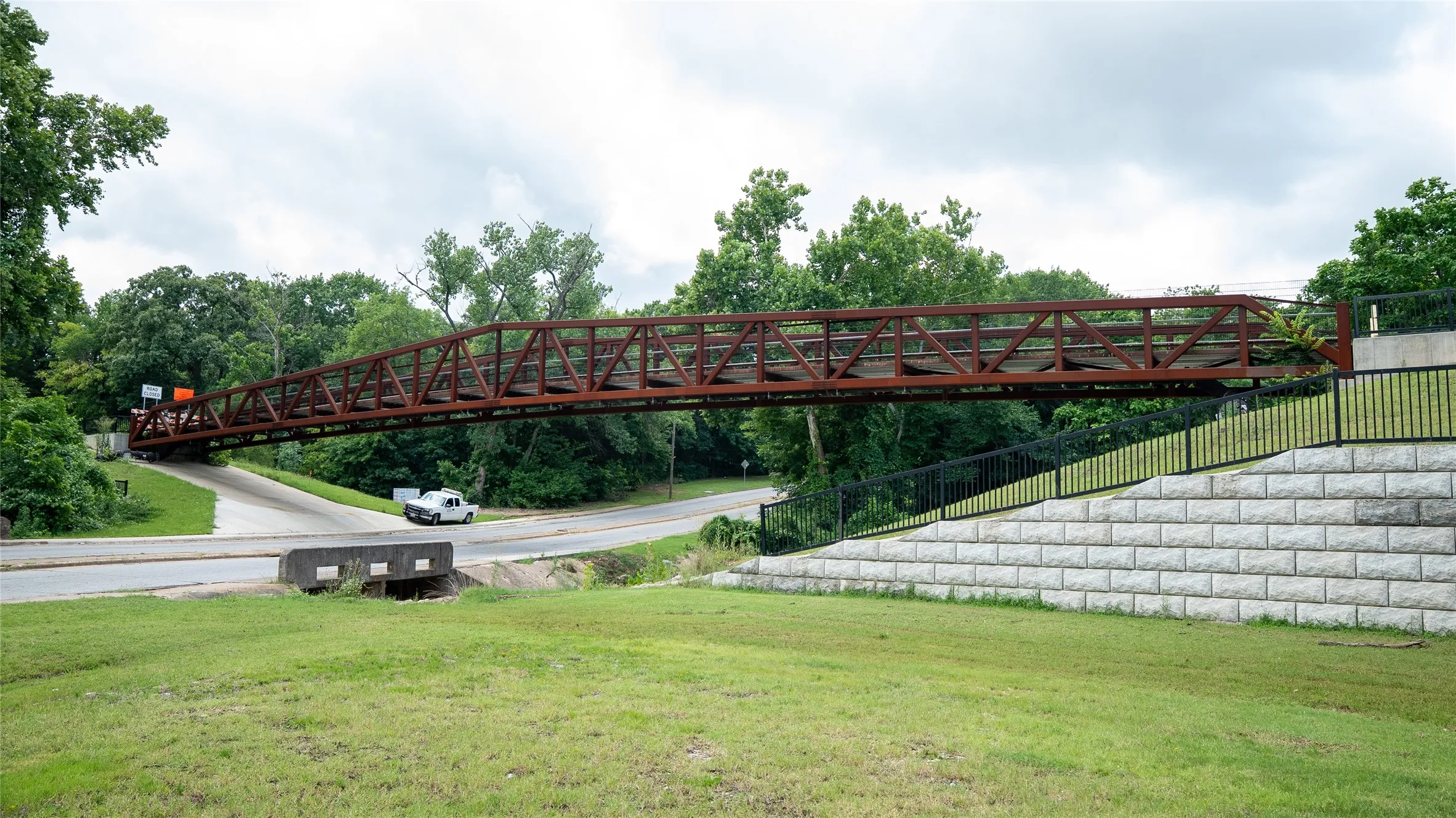 The Katy Trail Bridge Extends over Loy Lake Road, Which is Nearby.