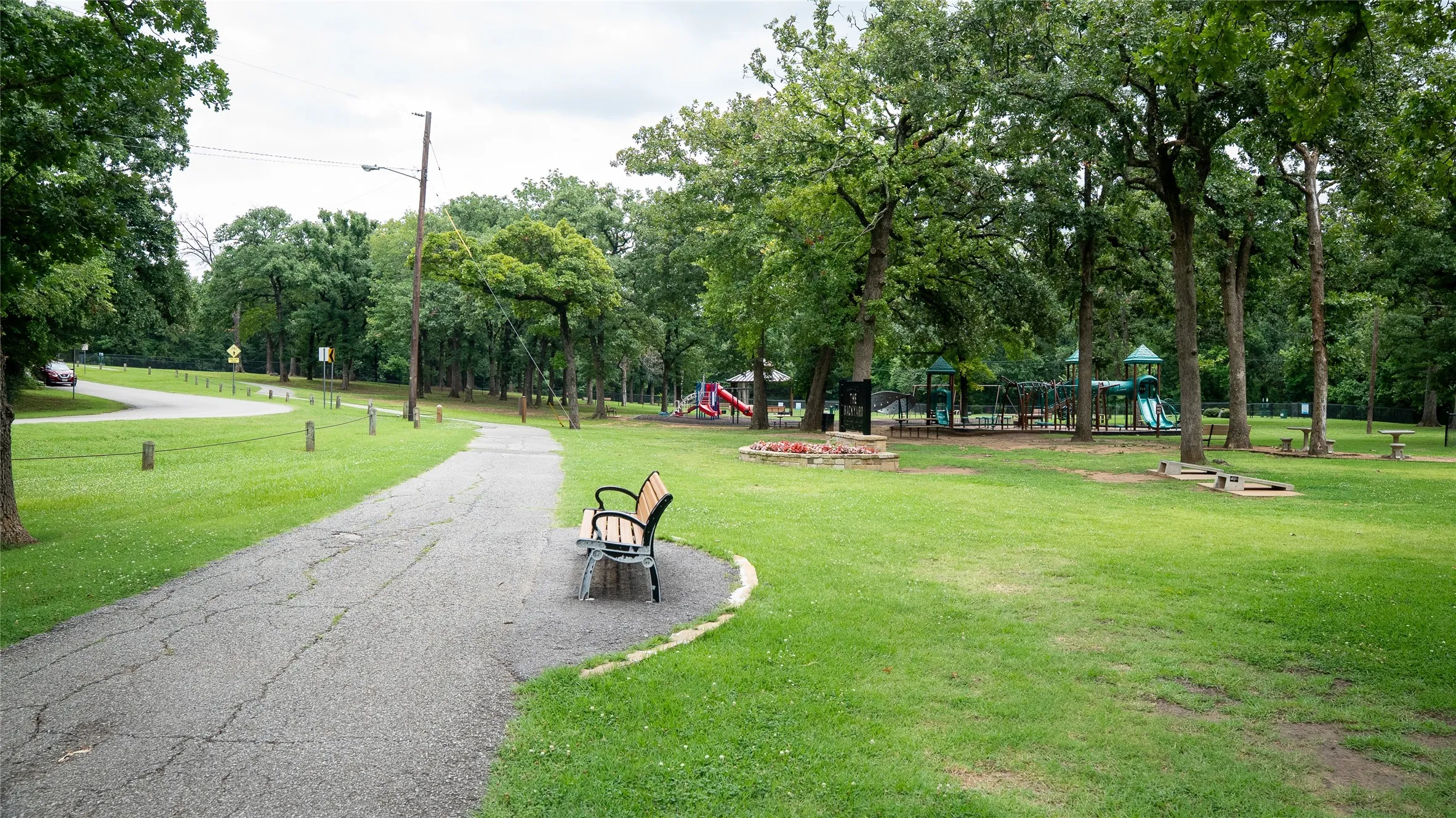 Shaded Picnic Areas, Benches and Playgrounds