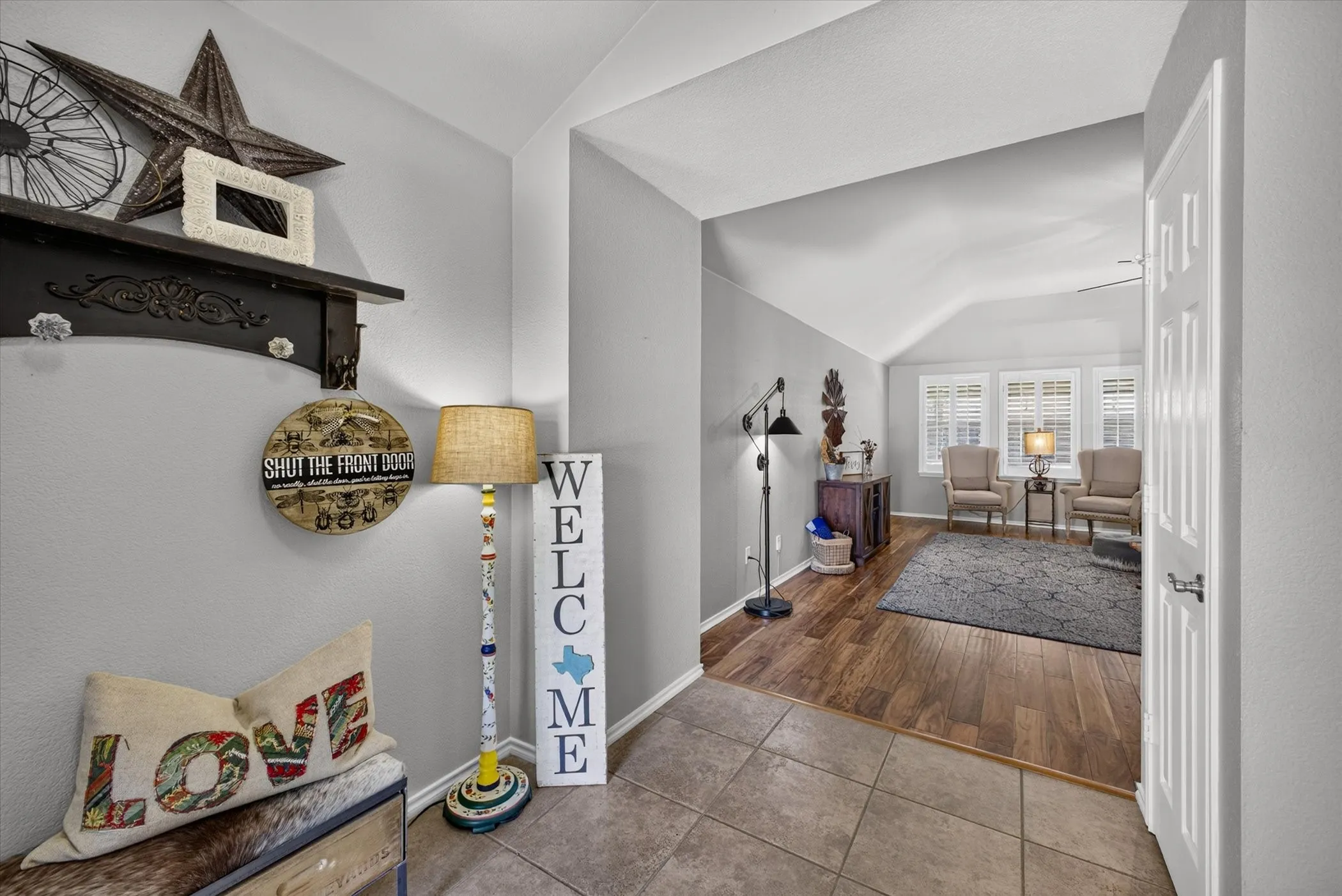 Welcoming entry with tile floors