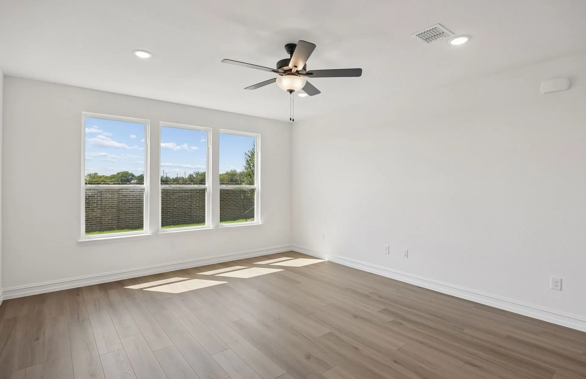 Large windows and natural light in living room